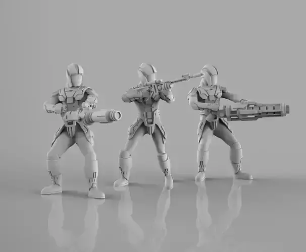 Ancient Dark Troopers Heavy Weapons Team 3D print model