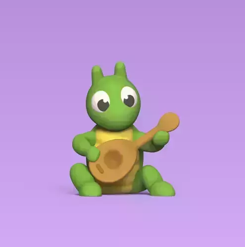 The Grasshopper toy frog holding wooden stick 3D print model
