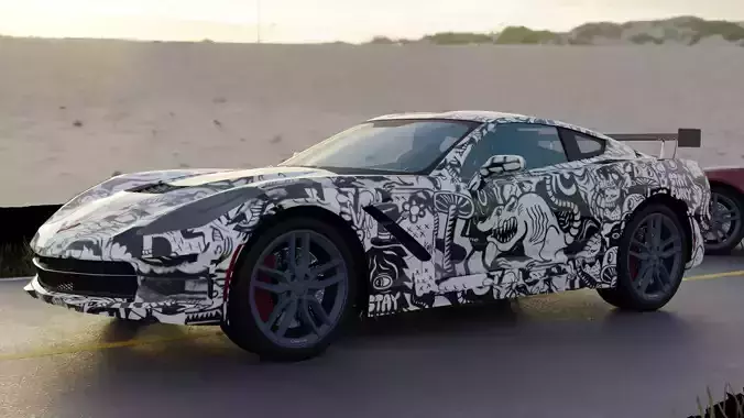 Chevrolet Corvette - Stay Furry sticker