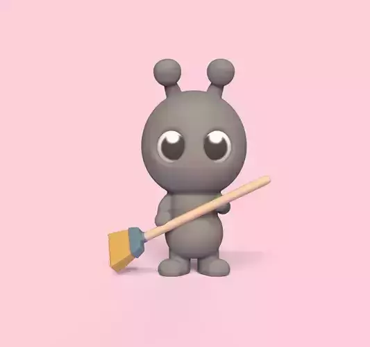 The Ant toy holding broom 3D print model