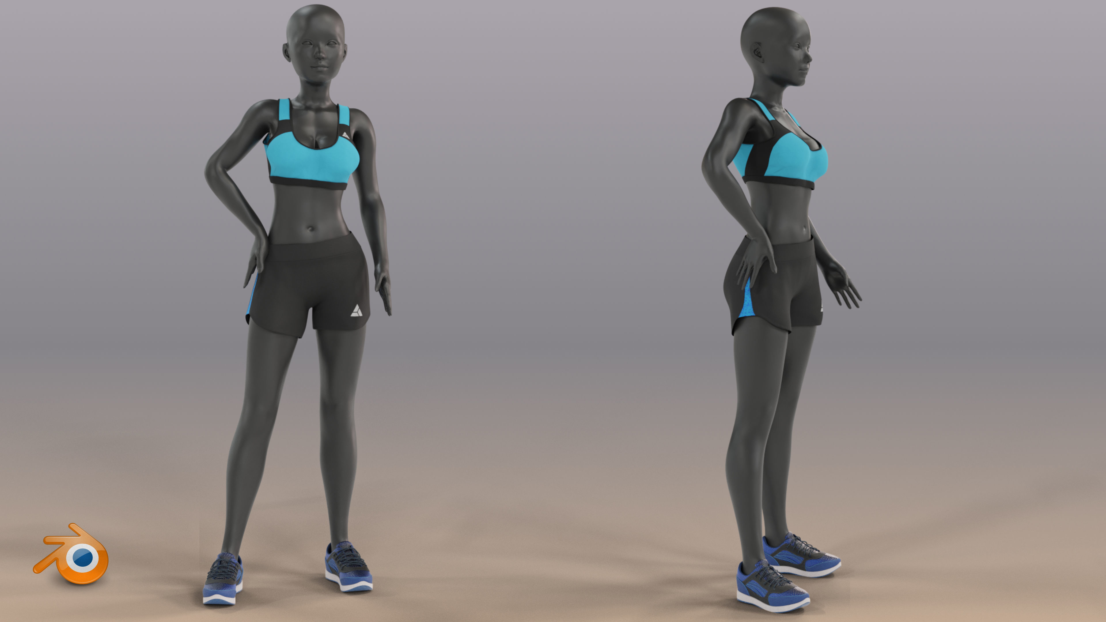 Woman mannequin V2 Rigged Low-poly 3D model_8