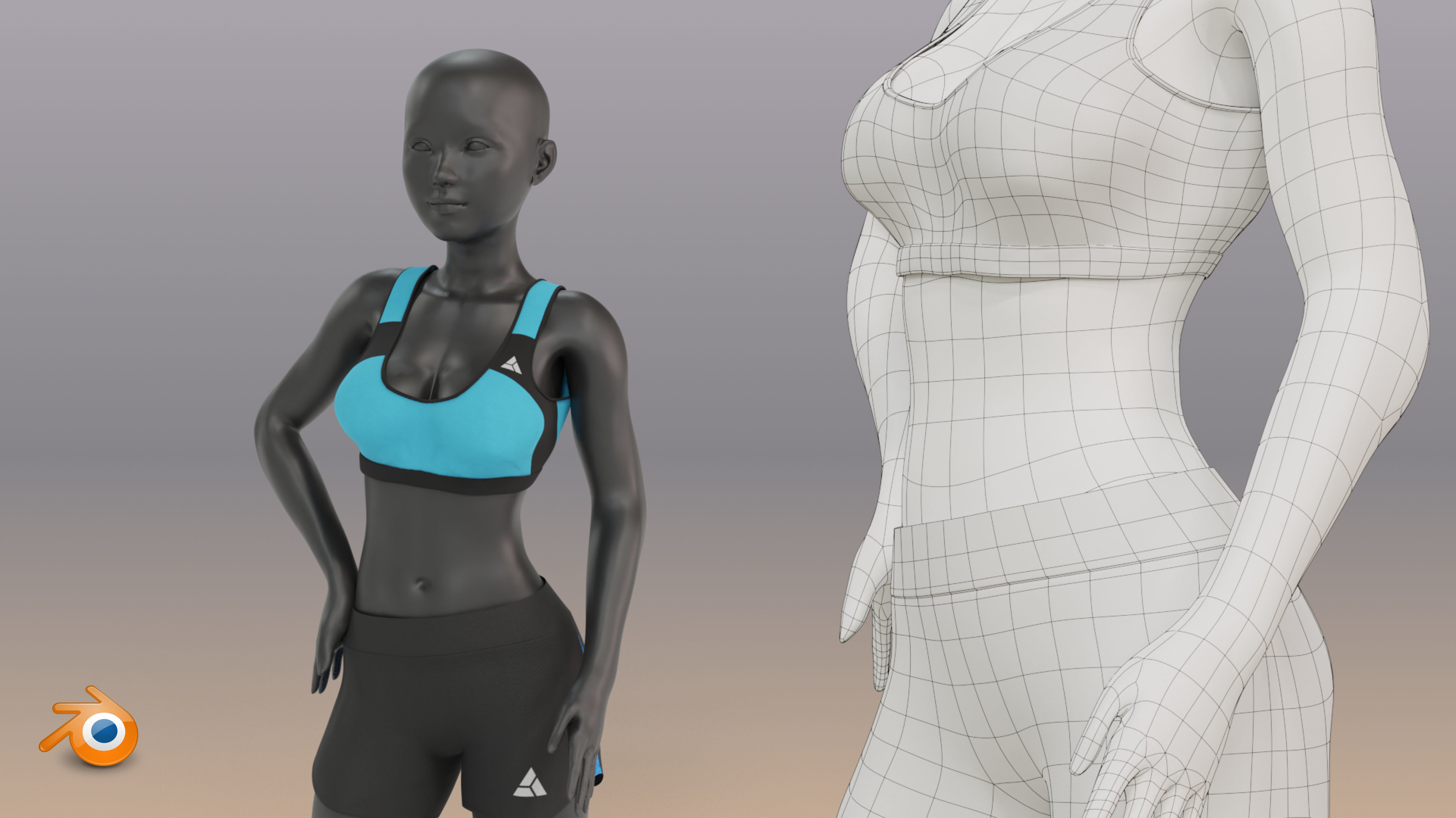 Woman mannequin V2 Rigged Low-poly 3D model_16