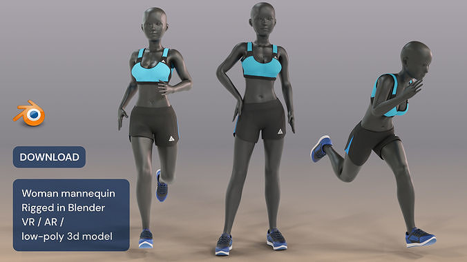 Woman mannequin V2 Rigged Low-poly 3D model