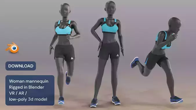 Woman mannequin V2 Rigged Low-poly 3D model