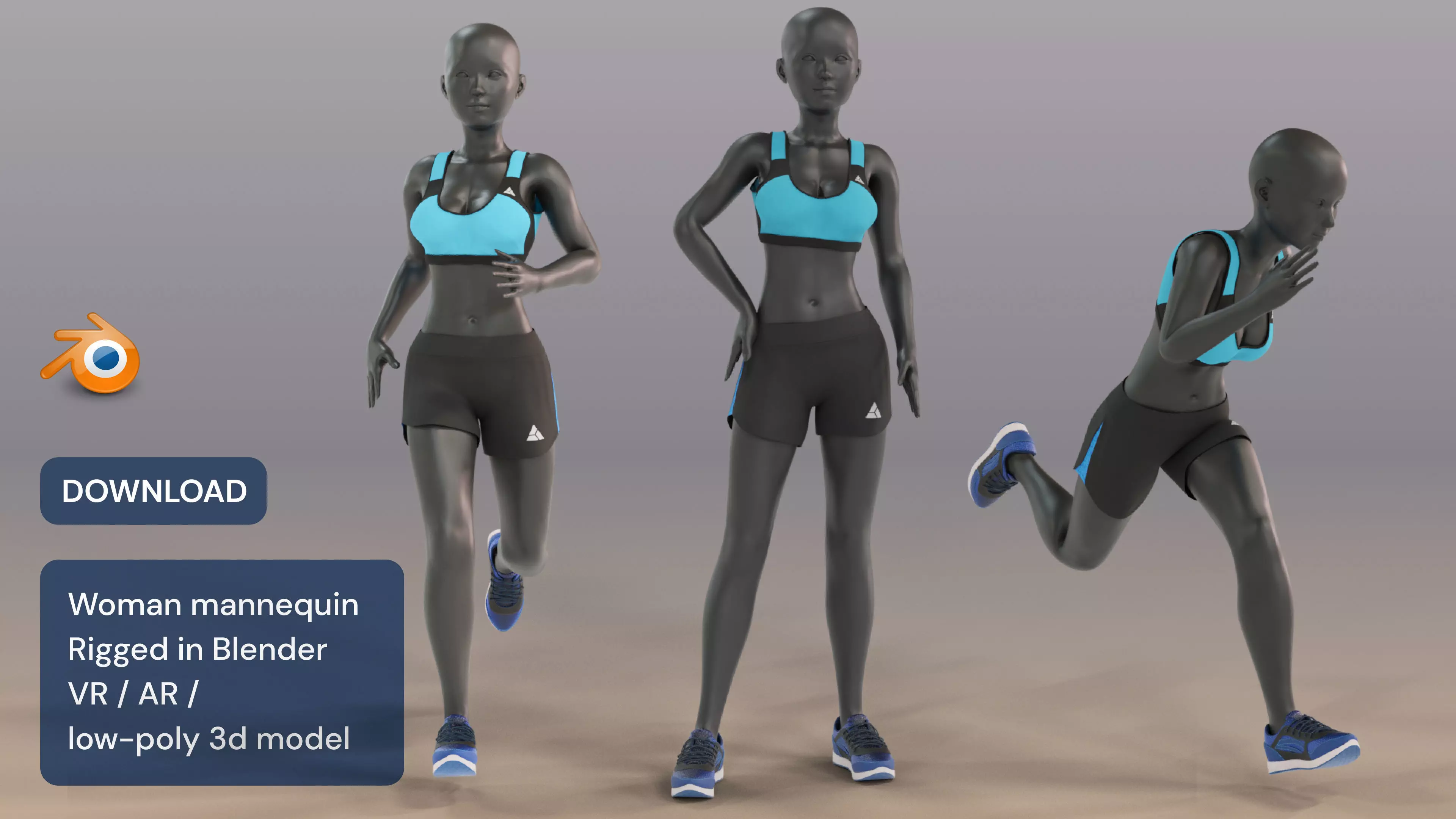 Woman mannequin V2 Rigged Low-poly 3D model_0