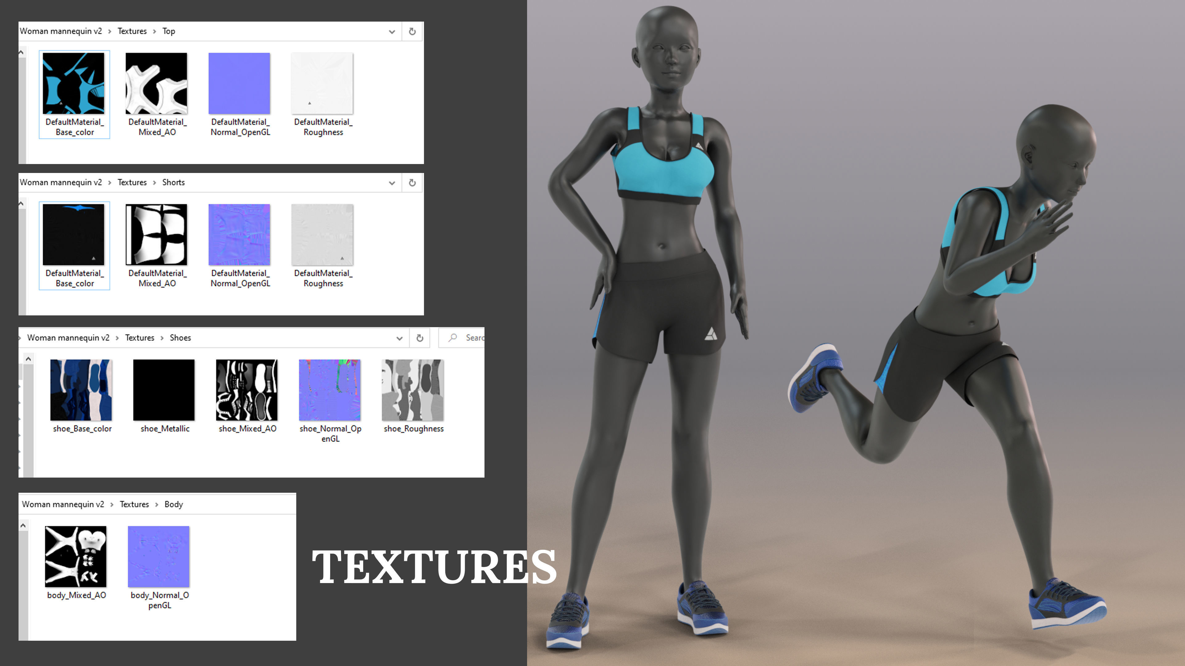 Woman mannequin V2 Rigged Low-poly 3D model_21