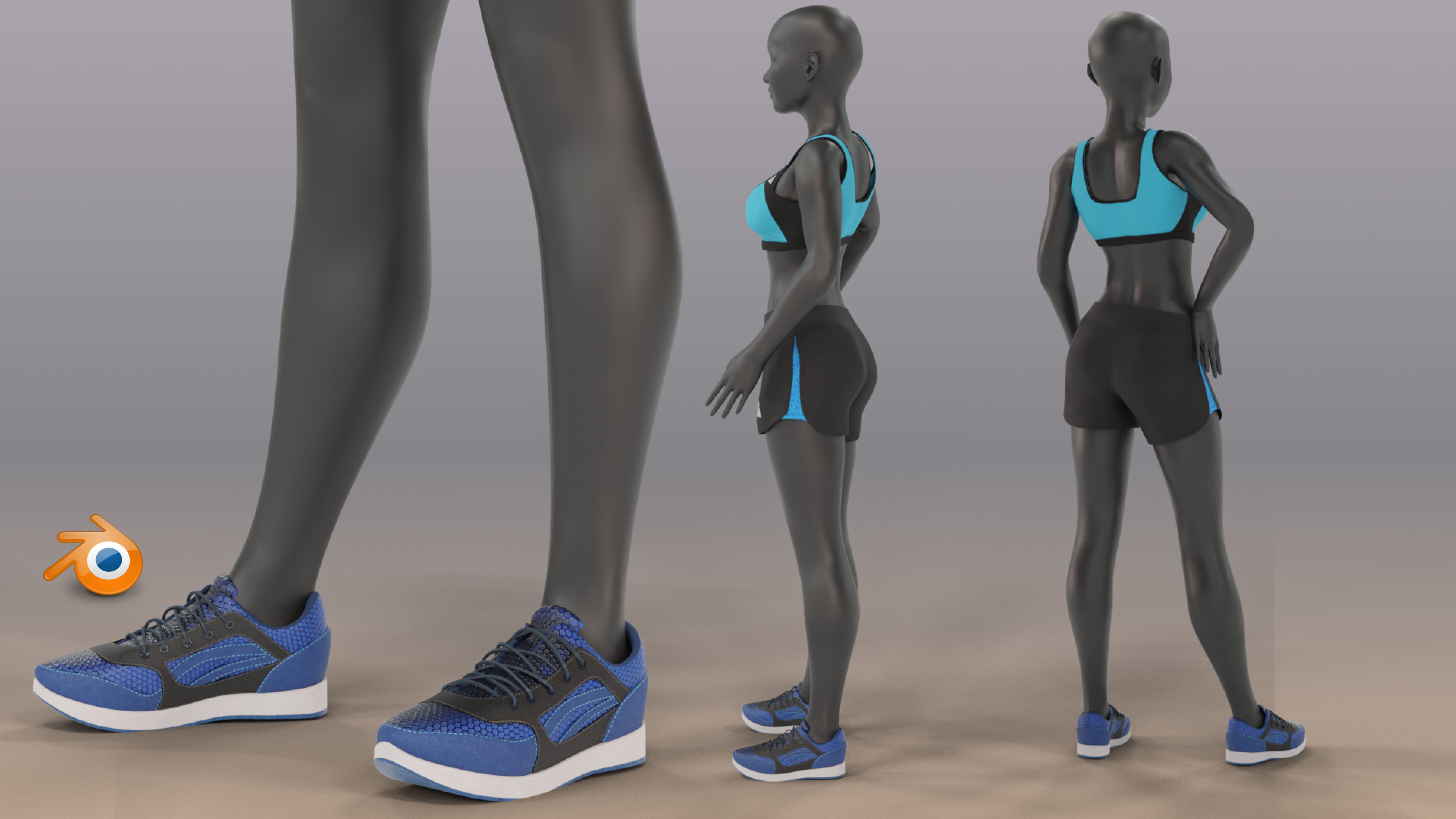 Woman mannequin V2 Rigged Low-poly 3D model_5