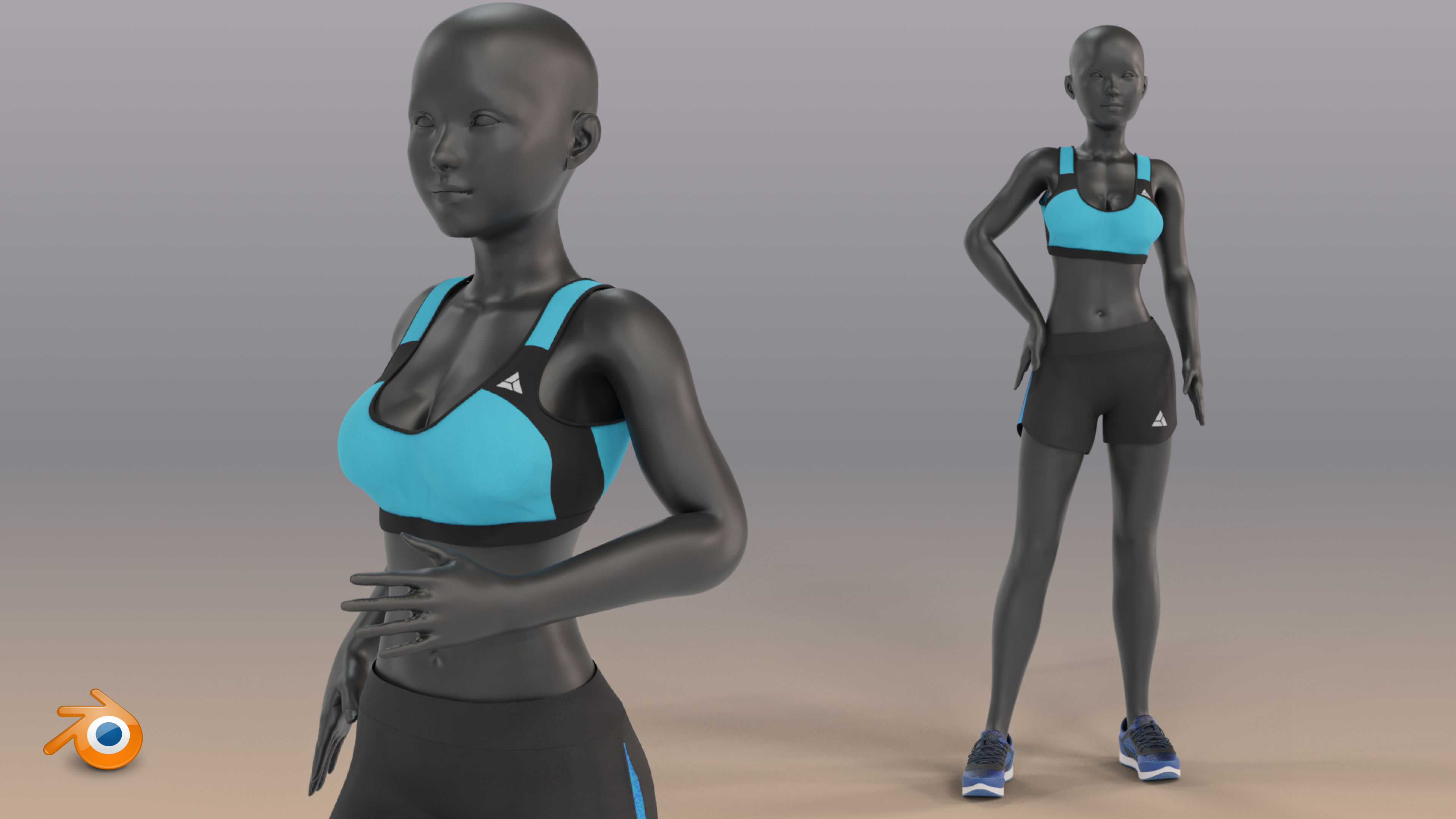Woman mannequin V2 Rigged Low-poly 3D model_10