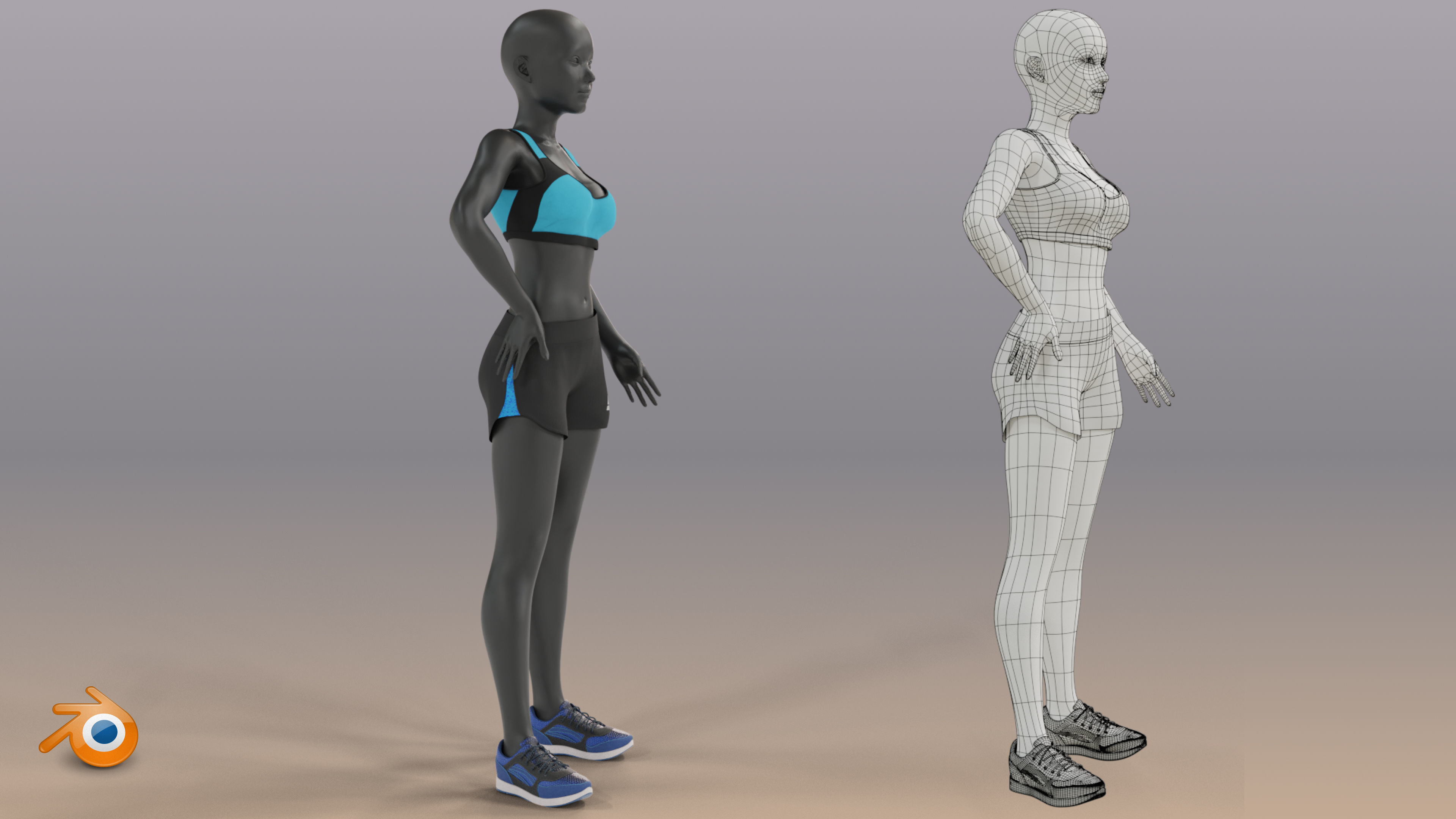 Woman mannequin V2 Rigged Low-poly 3D model_12