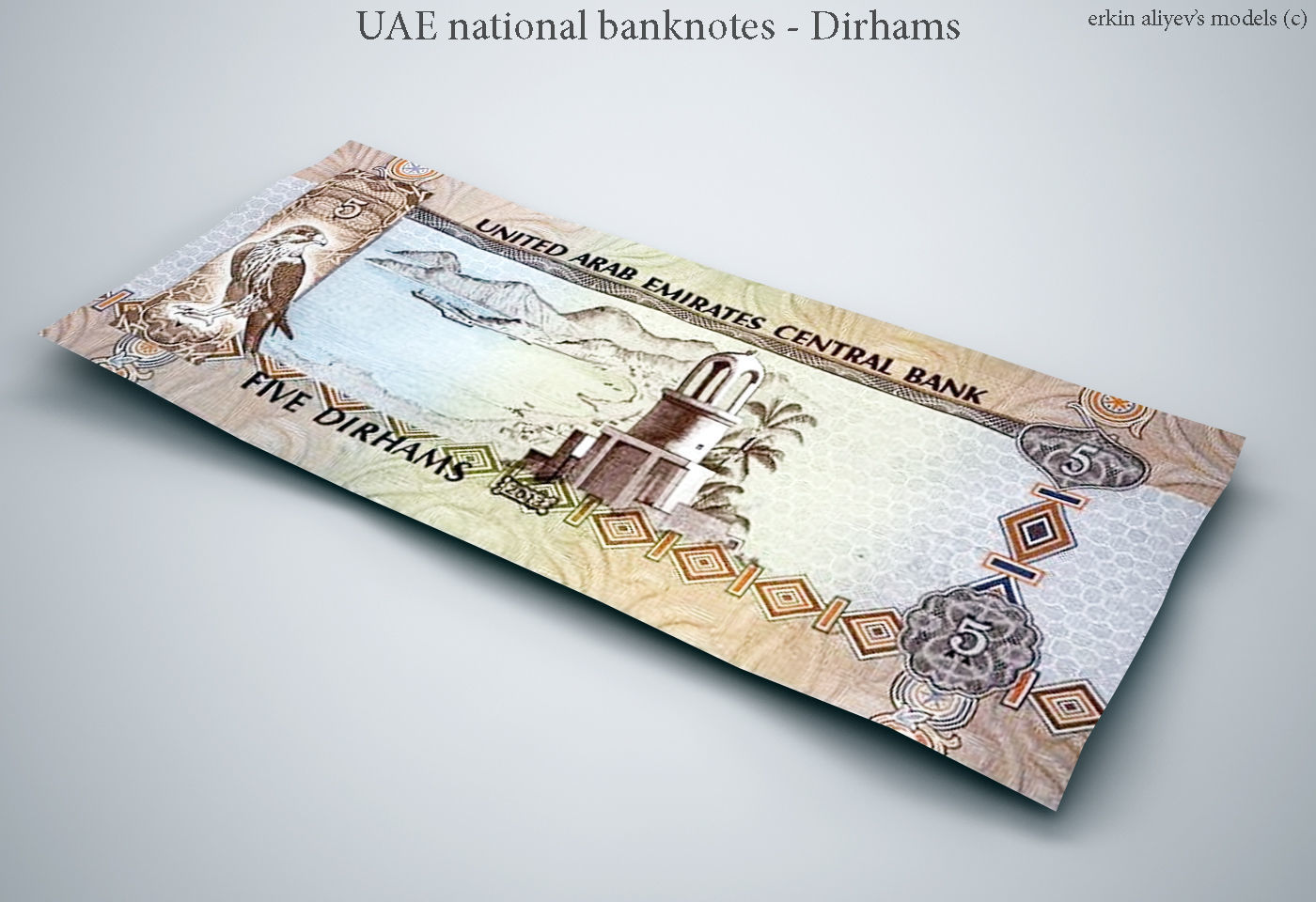 UAE-Dirhams uae national banknote 3D model_3