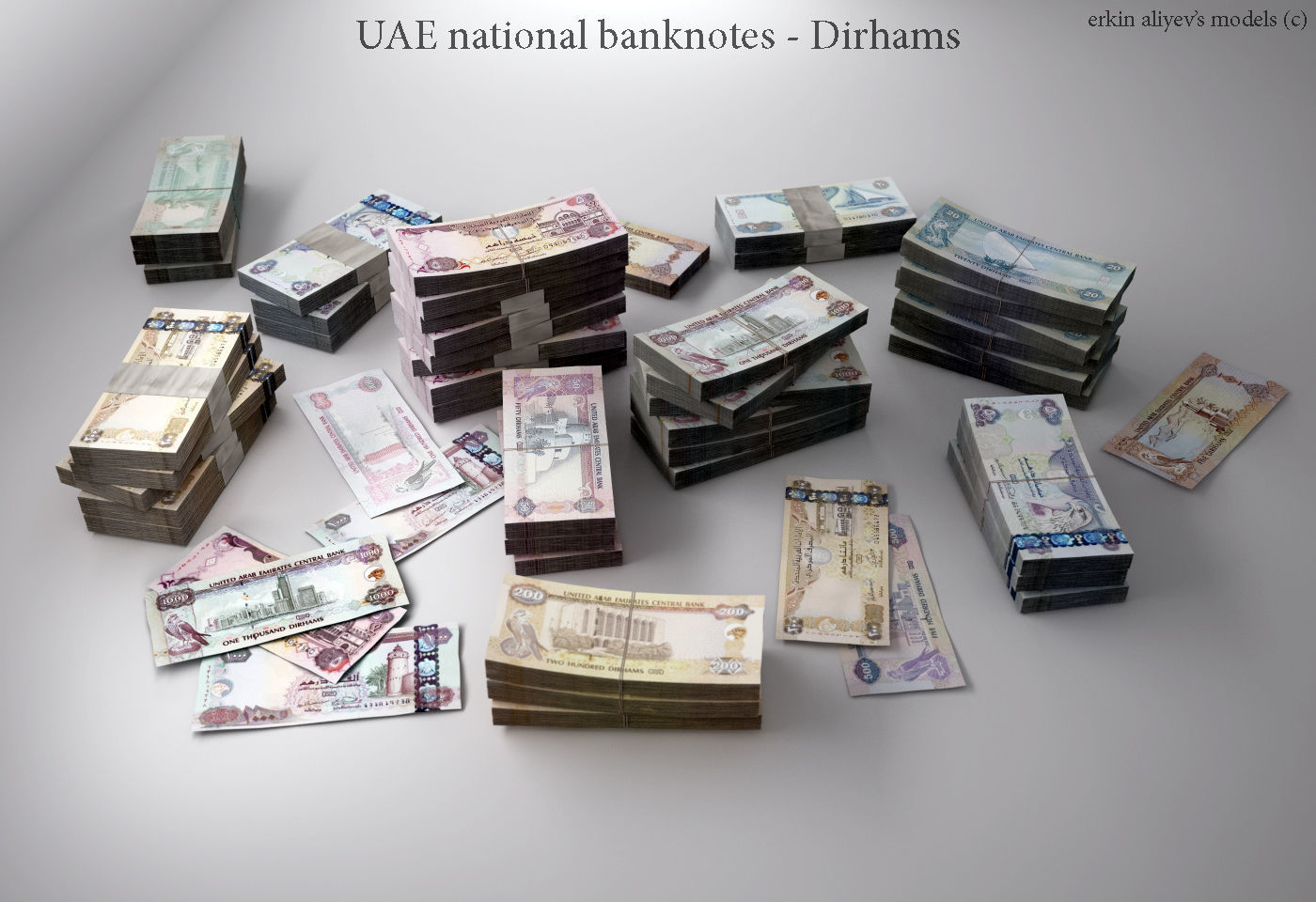UAE-Dirhams uae national banknote 3D model_2