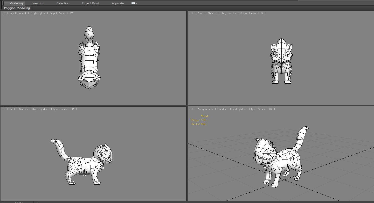 Cartoon White Cat - Kitten Low-poly 3D model_6