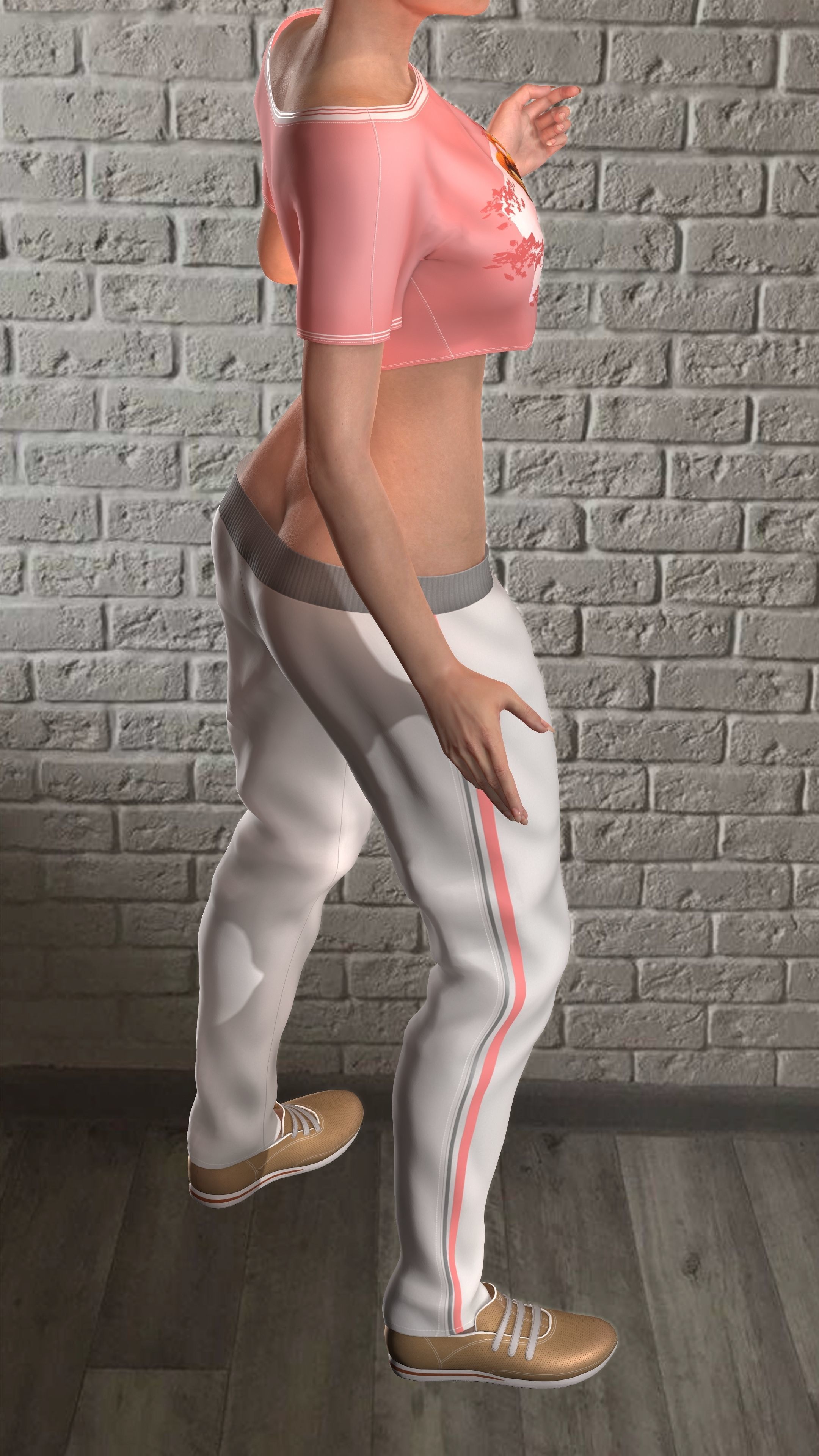 Sport girls outfit - 5 colors Low-poly 3D model_21