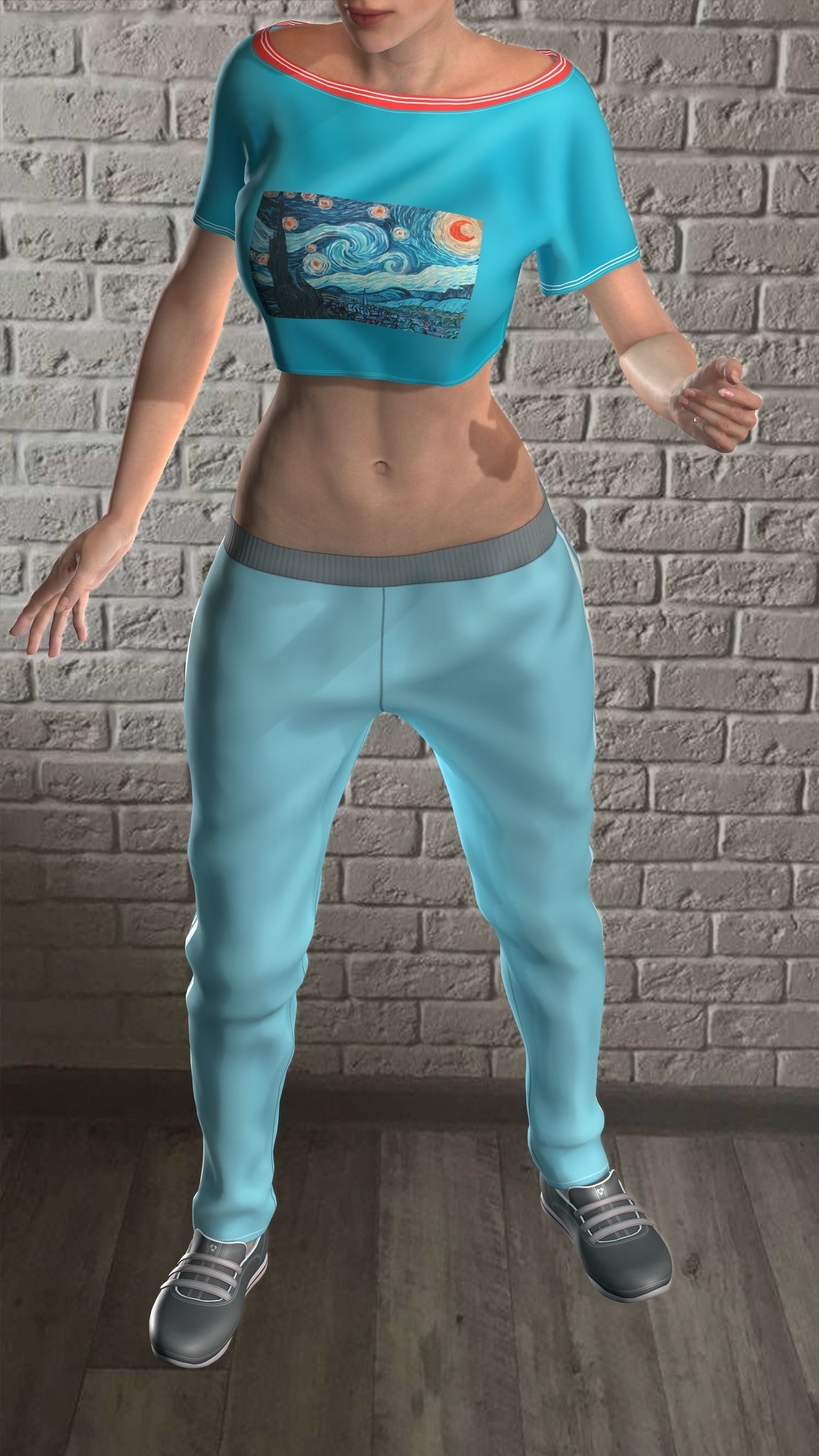 Sport girls outfit - 5 colors Low-poly 3D model_28
