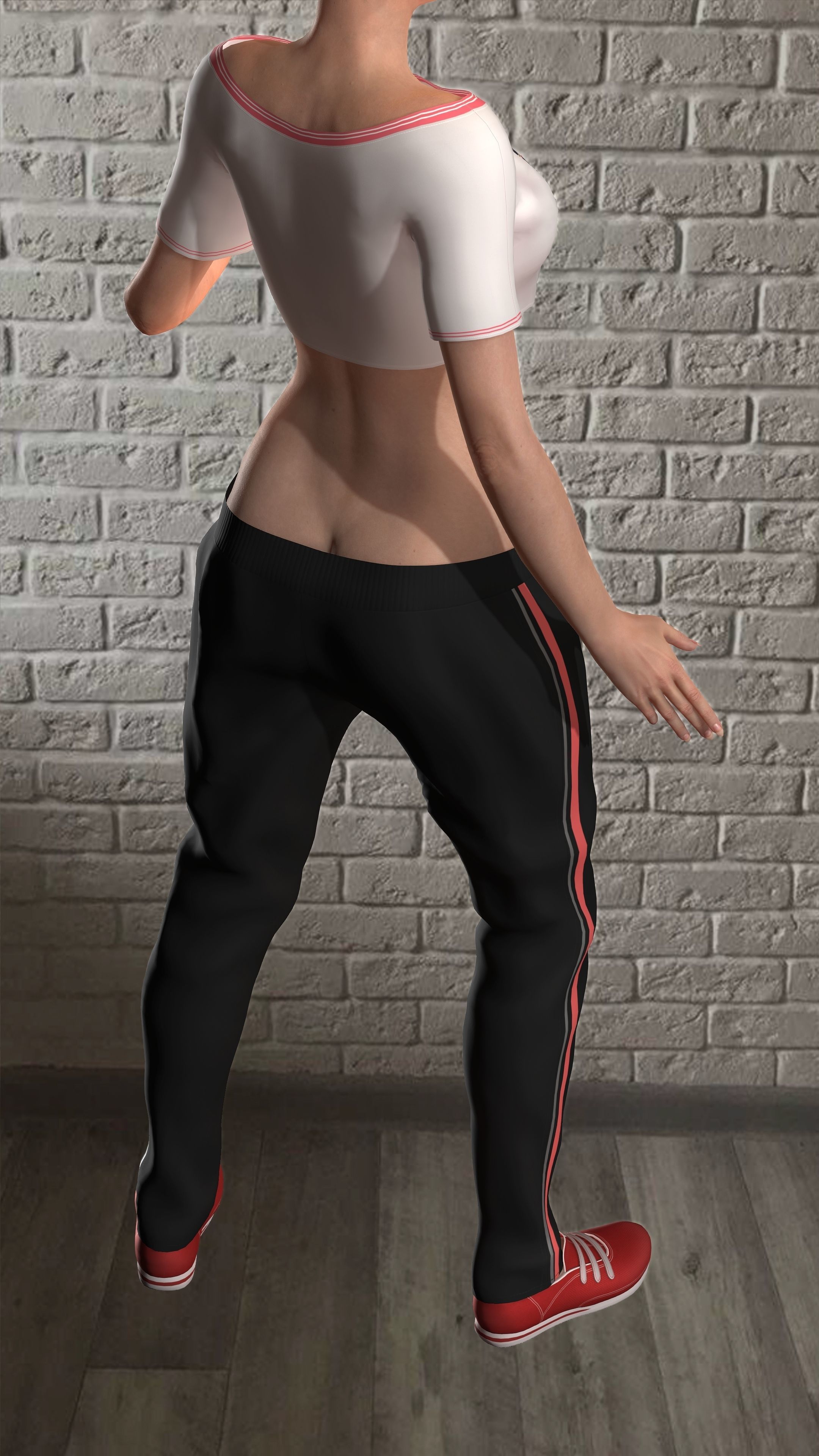 Sport girls outfit - 5 colors Low-poly 3D model_12