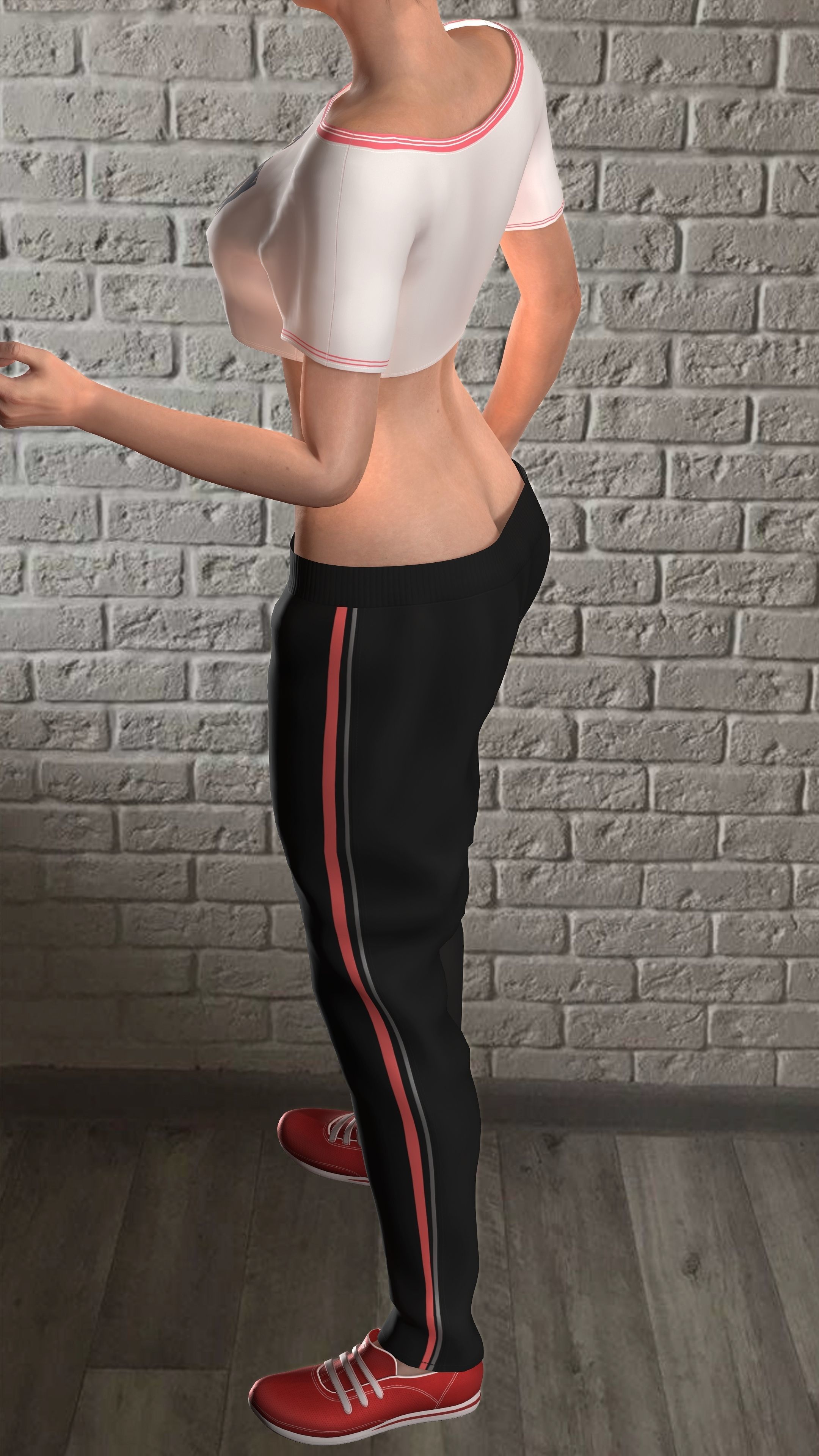 Sport girls outfit - 5 colors Low-poly 3D model_15