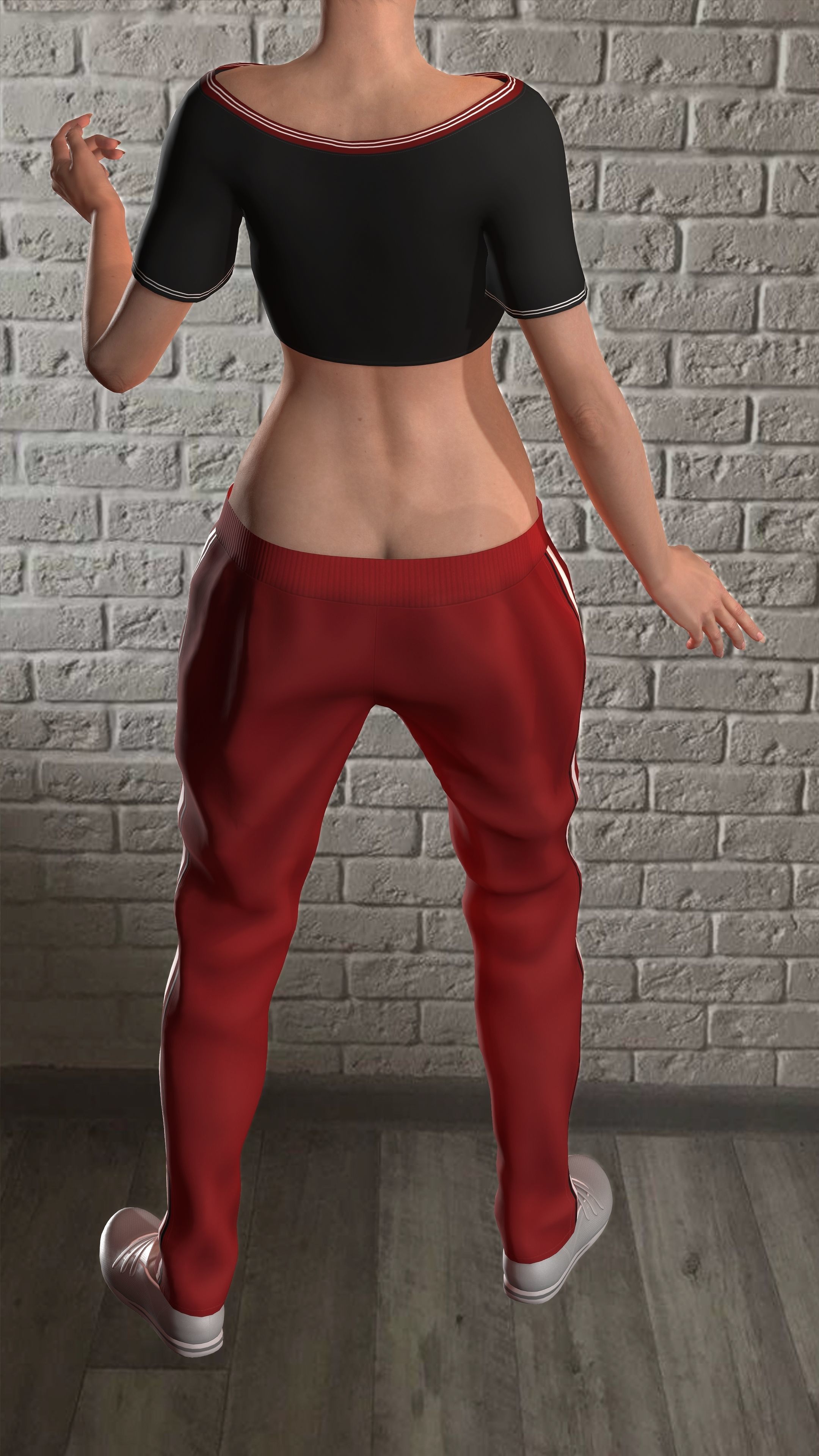 Sport girls outfit - 5 colors Low-poly 3D model_53