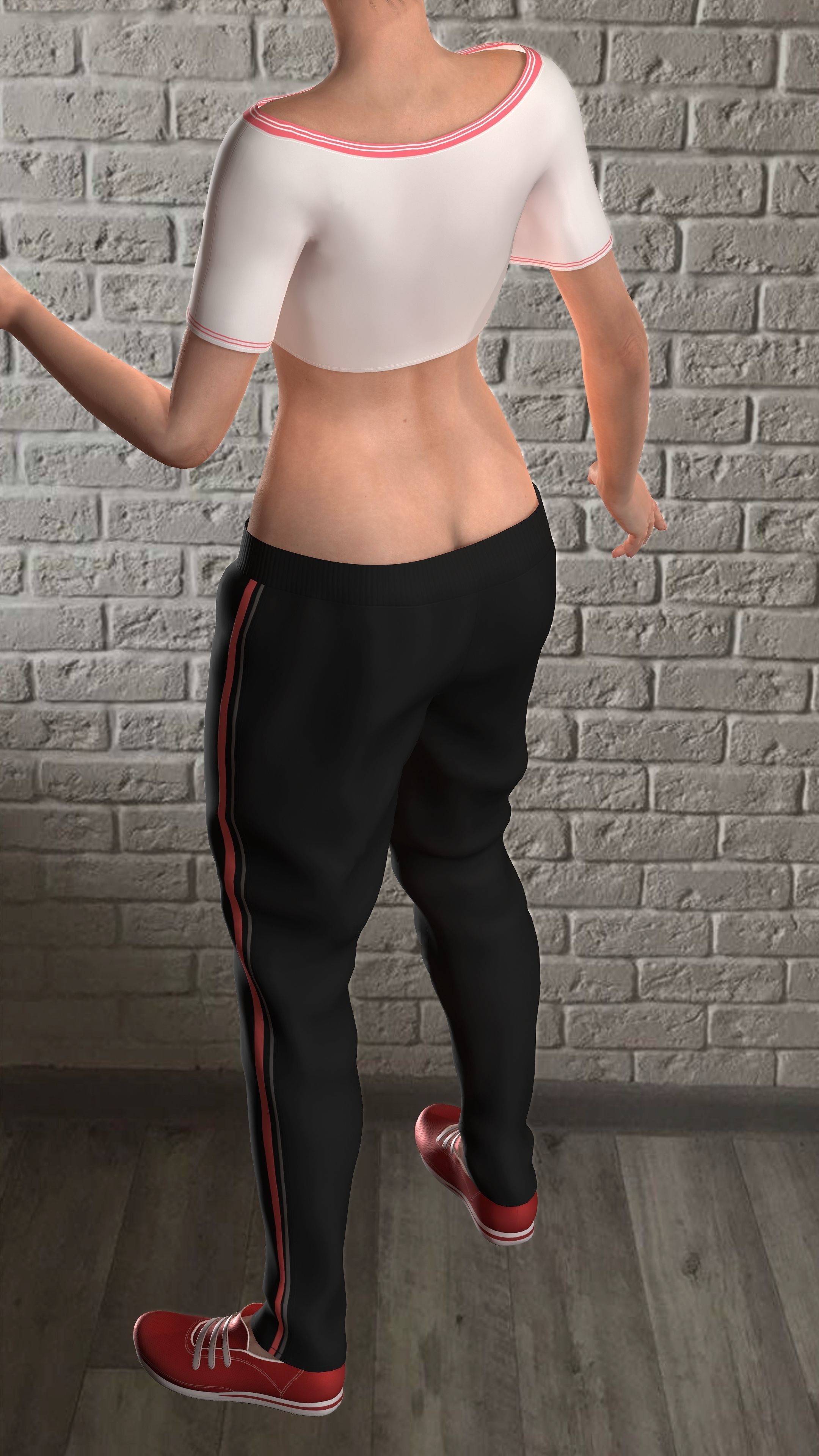 Sport girls outfit - 5 colors Low-poly 3D model_14