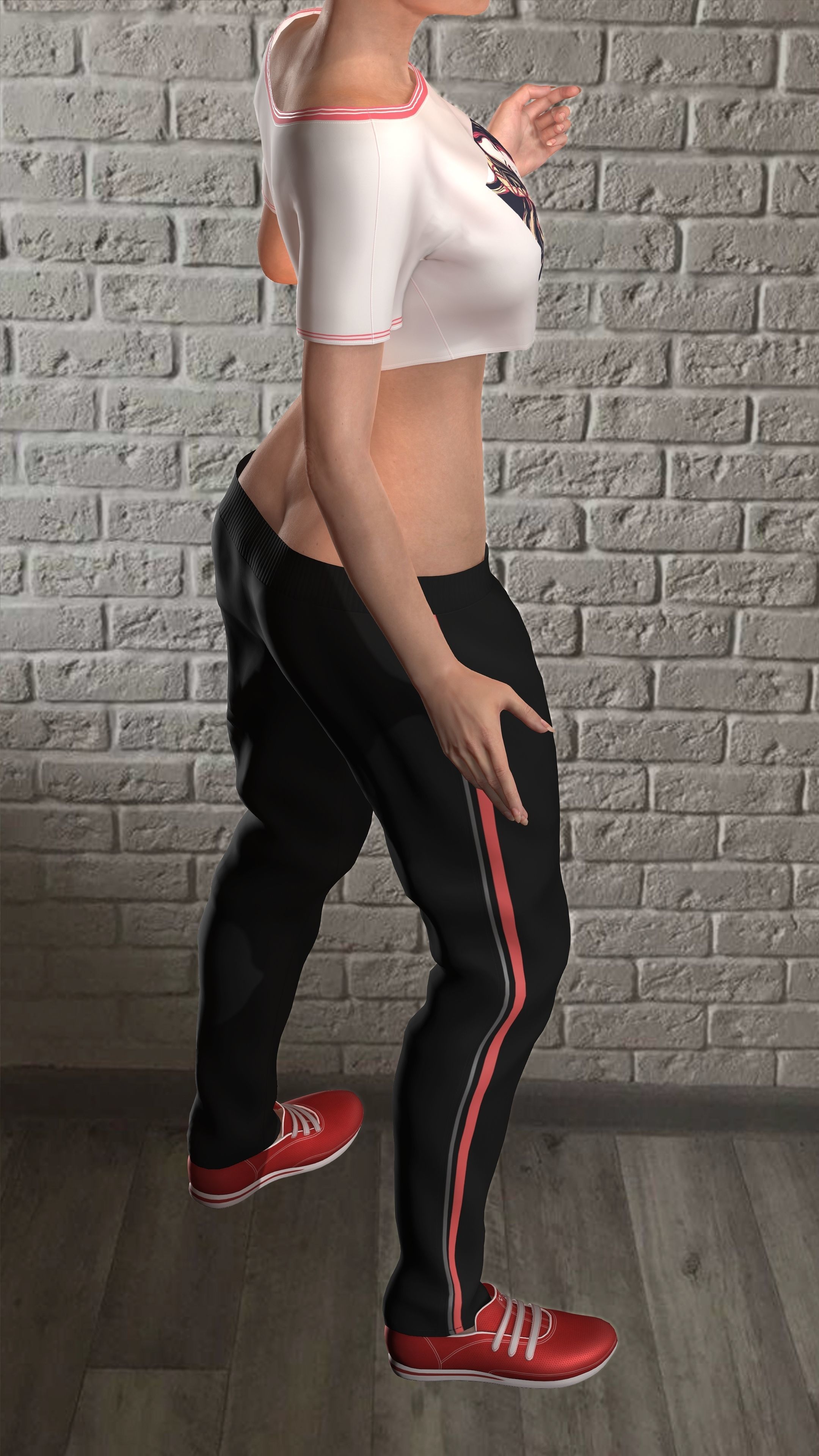 Sport girls outfit - 5 colors Low-poly 3D model_11