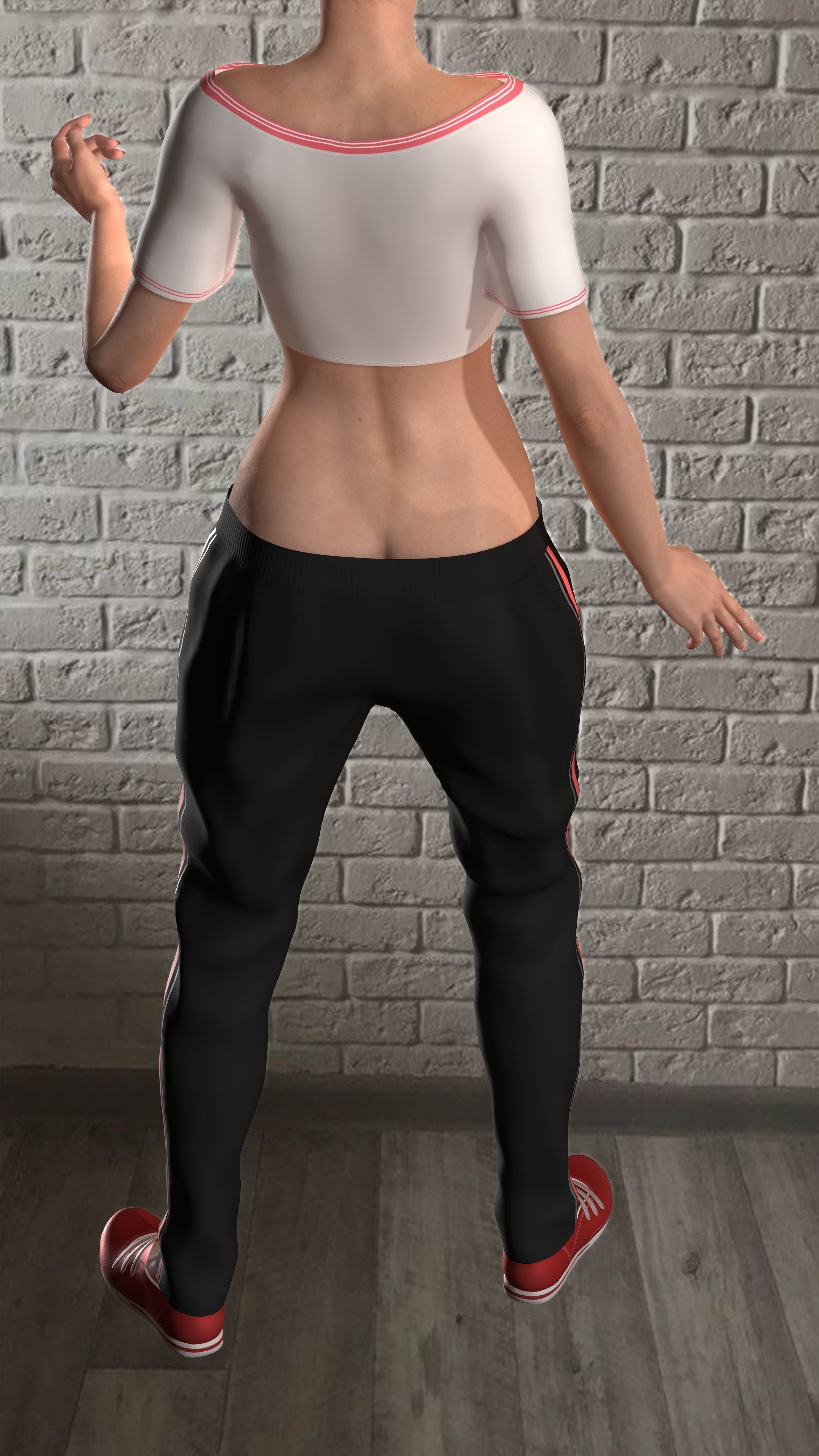 Sport girls outfit - 5 colors Low-poly 3D model_13