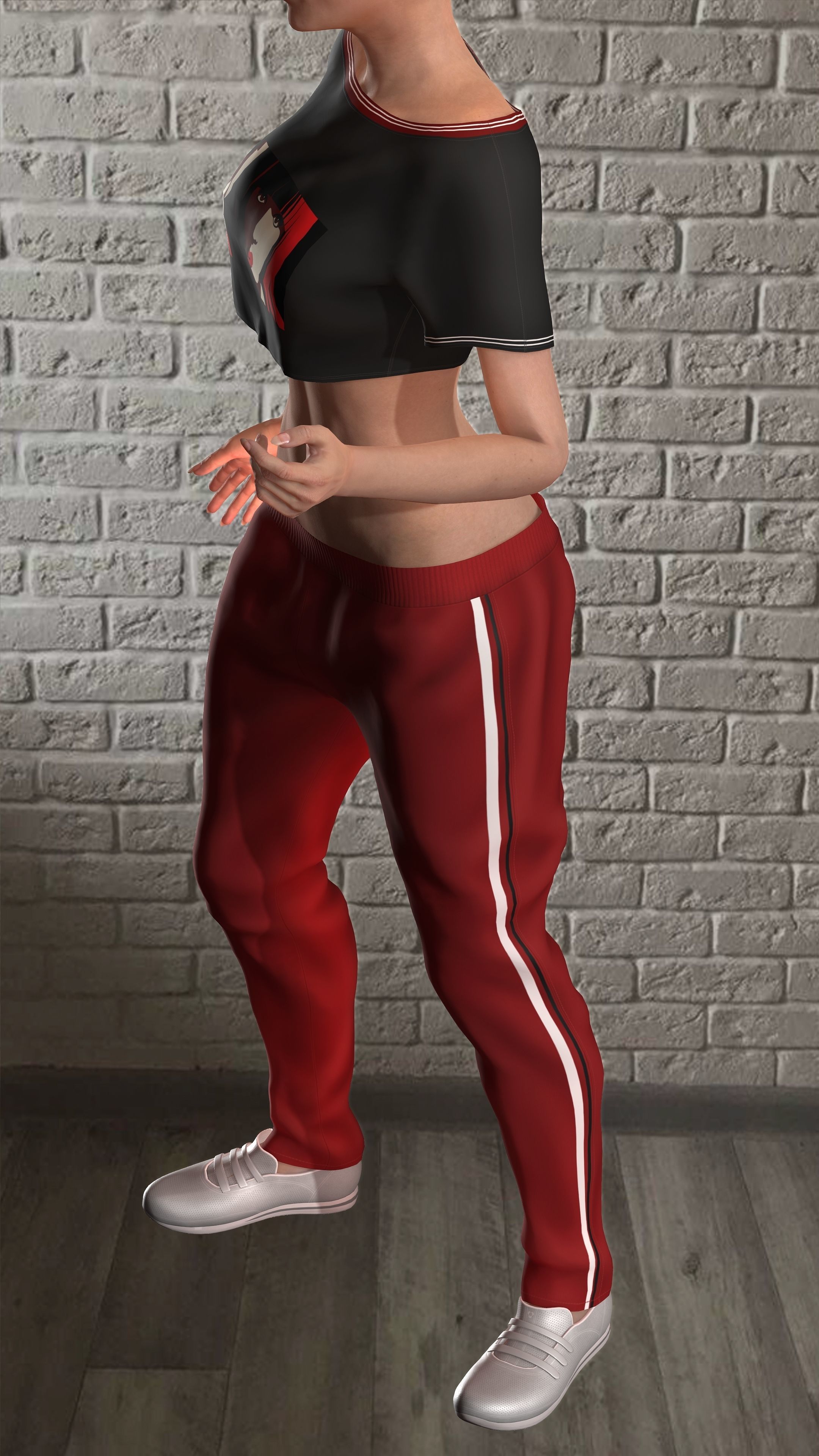 Sport girls outfit - 5 colors Low-poly 3D model_56