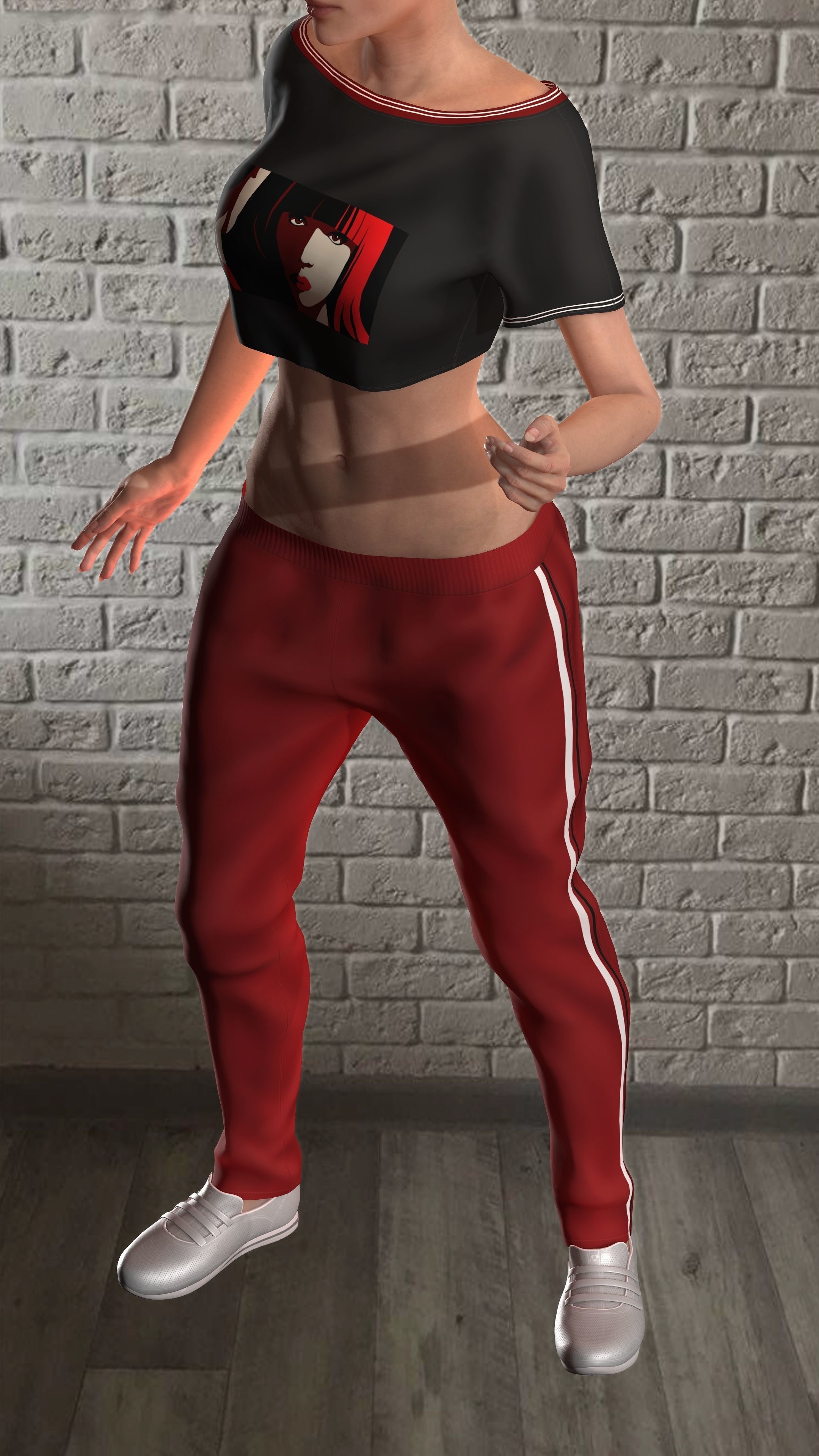 Sport girls outfit - 5 colors Low-poly 3D model_57