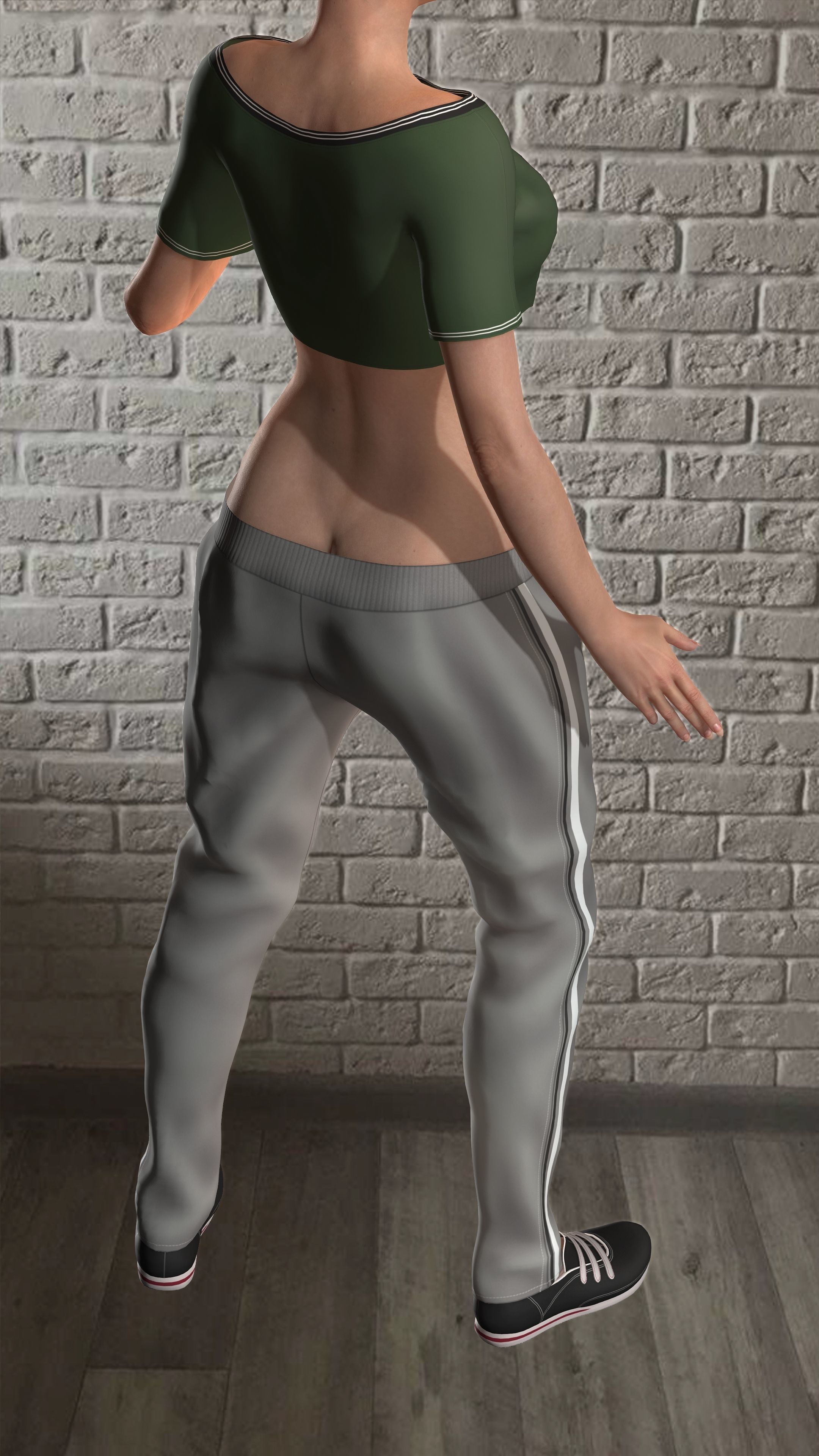 Sport girls outfit - 5 colors Low-poly 3D model_42