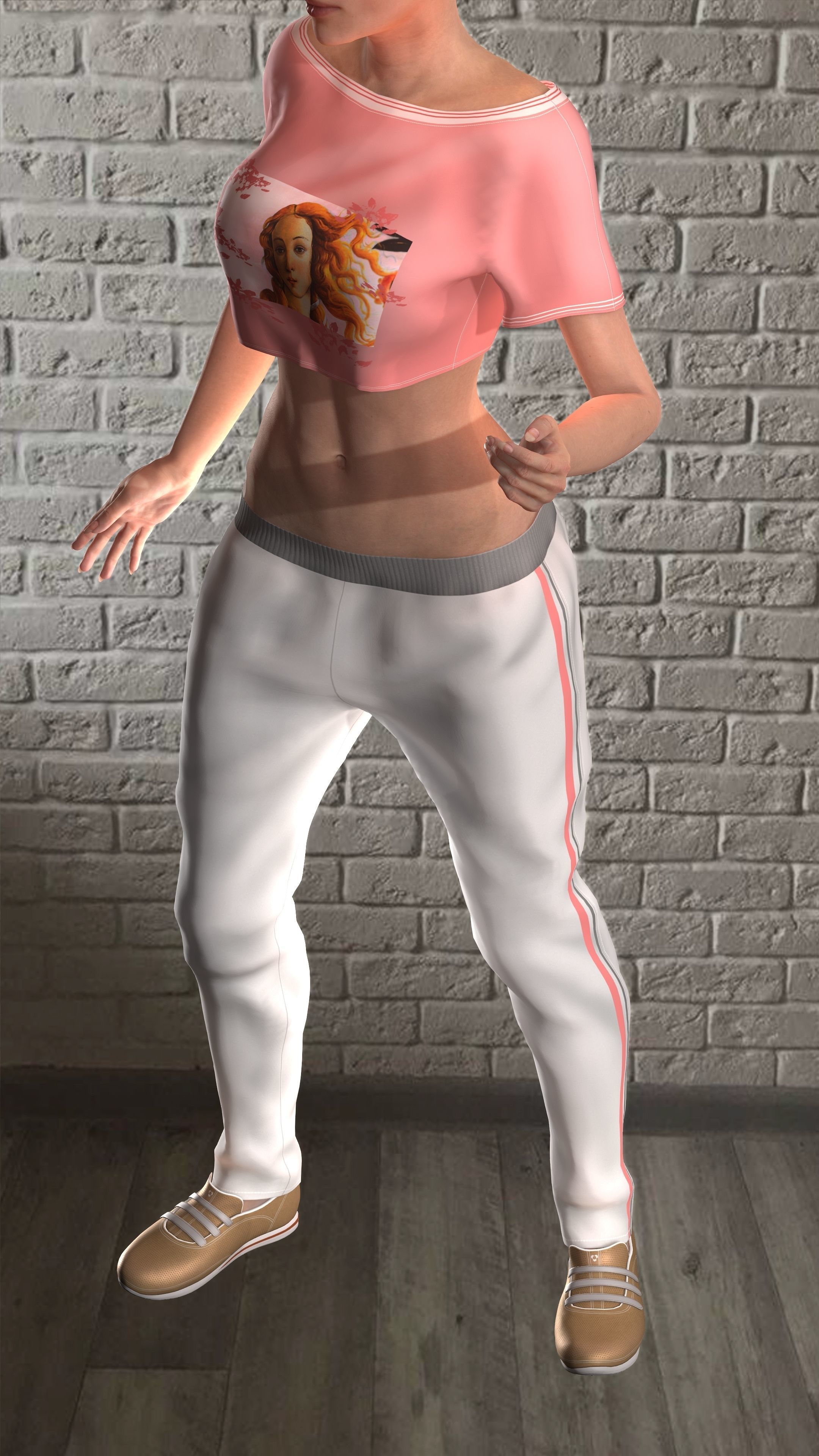Sport girls outfit - 5 colors Low-poly 3D model_27