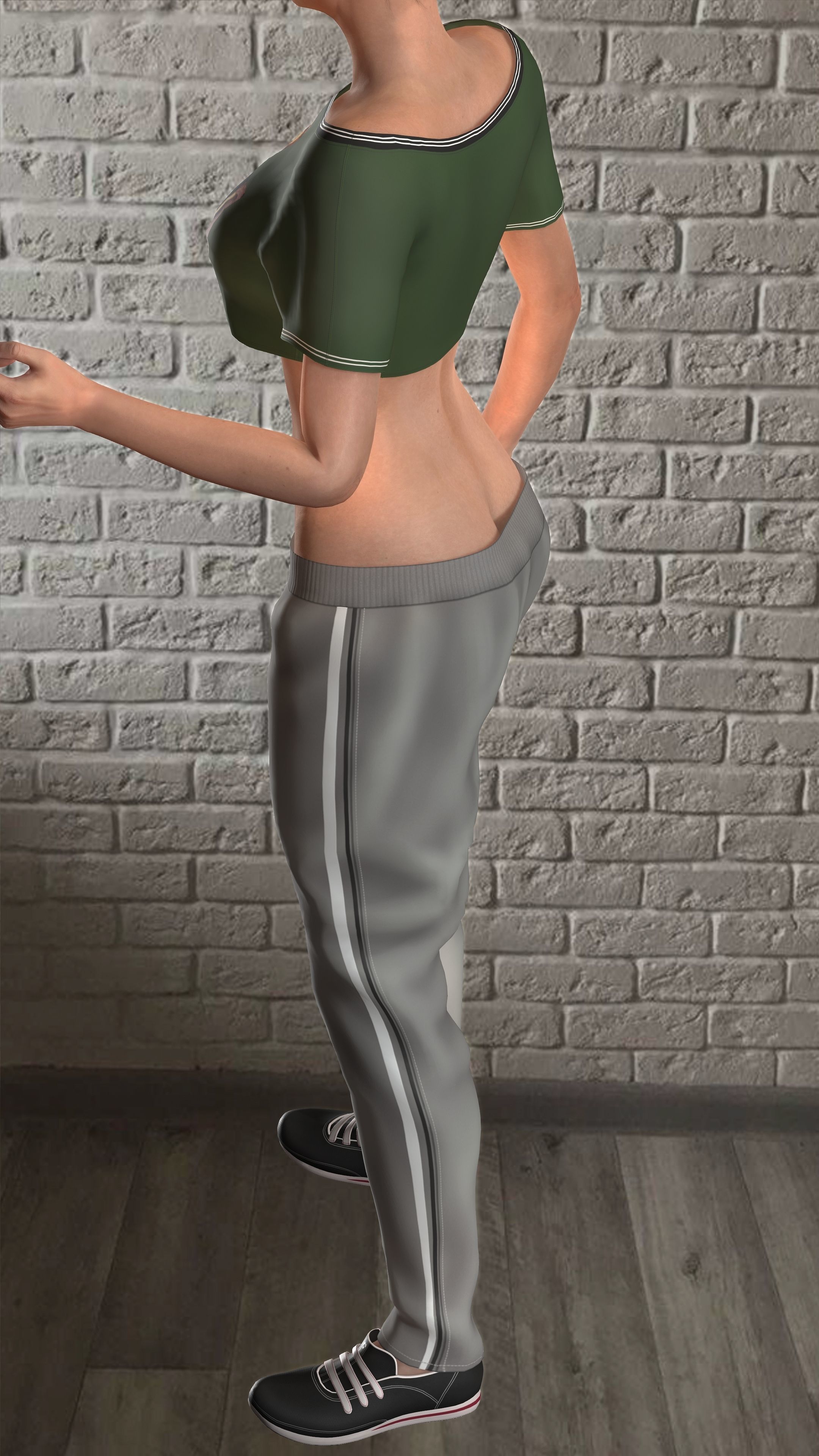 Sport girls outfit - 5 colors Low-poly 3D model_45