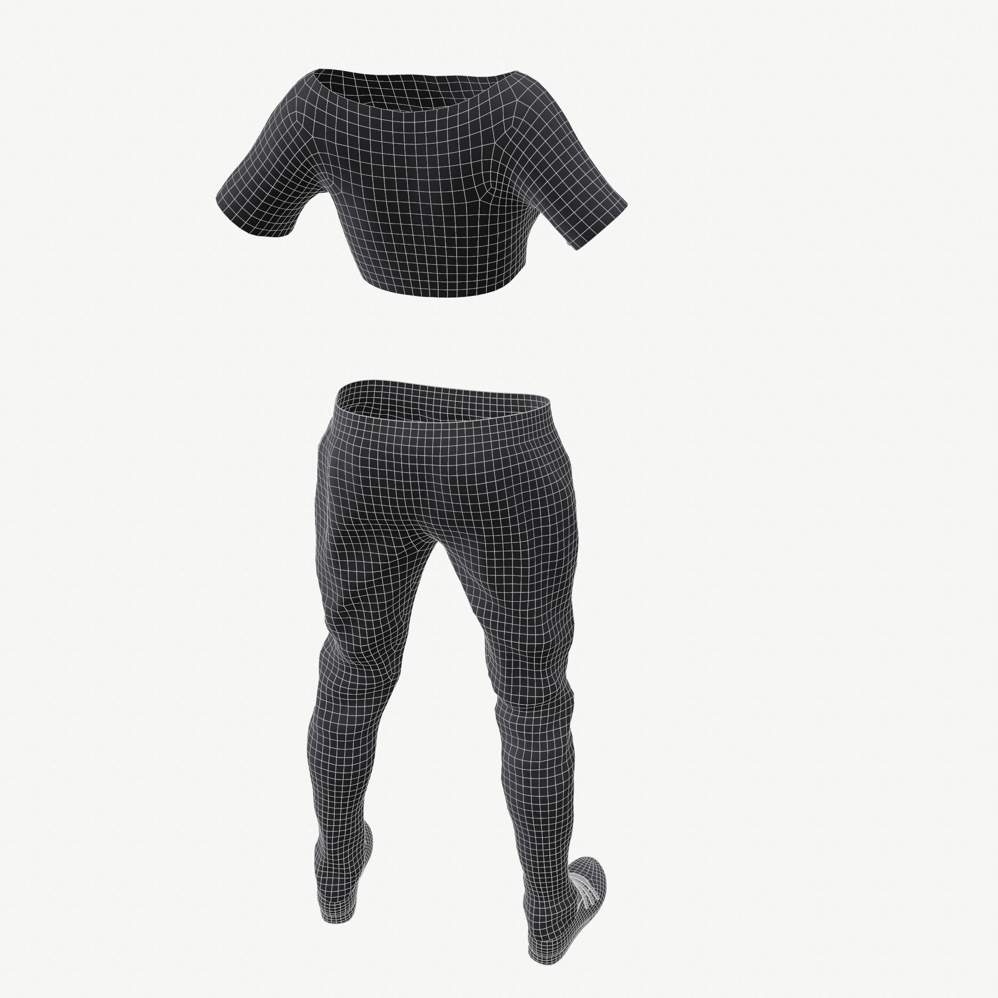 Sport girls outfit - 5 colors Low-poly 3D model_78