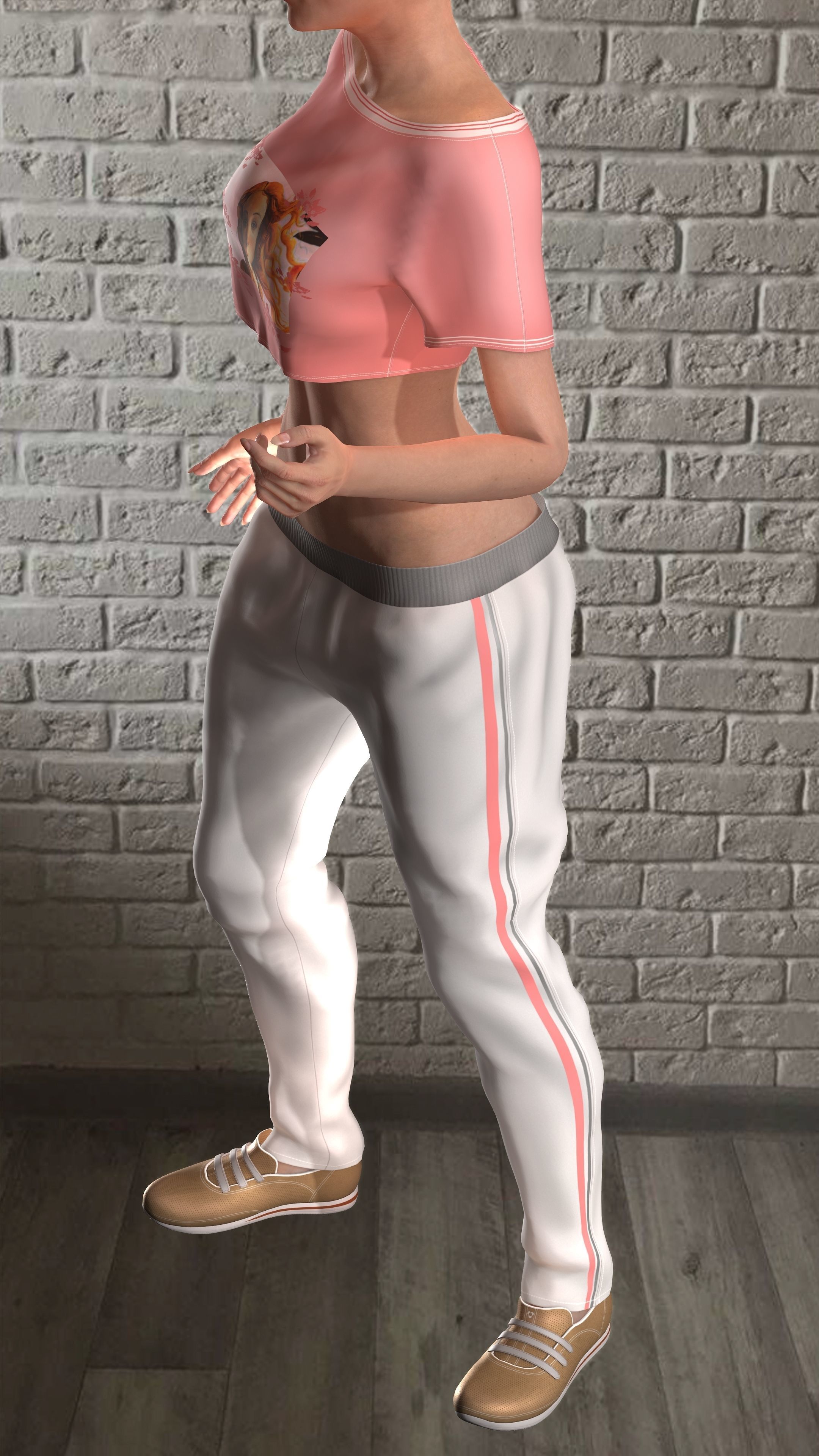 Sport girls outfit - 5 colors Low-poly 3D model_26