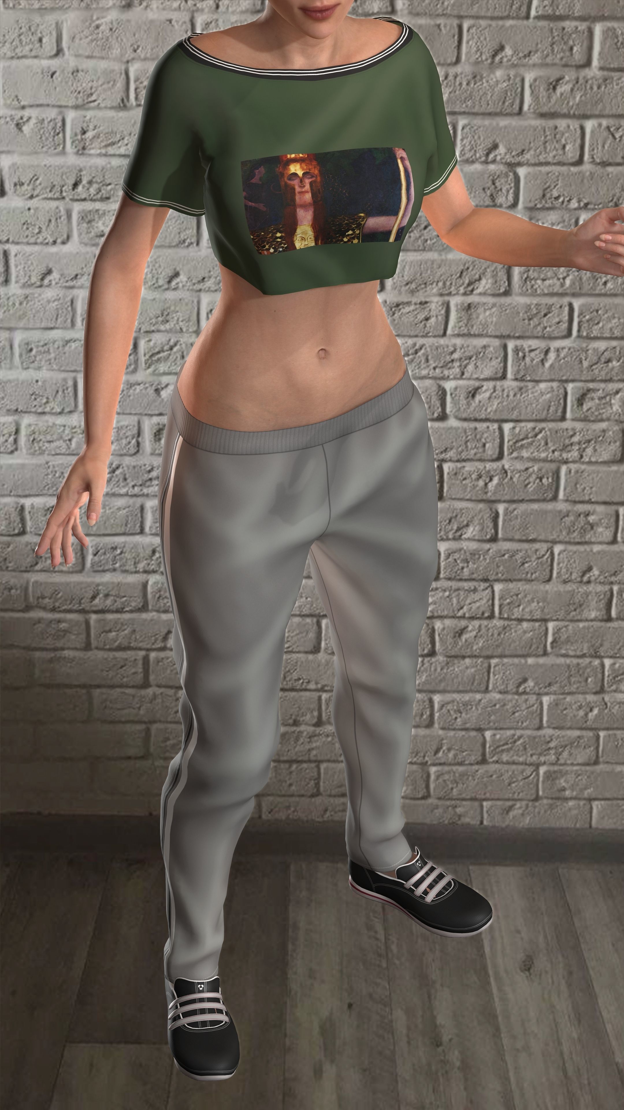 Sport girls outfit - 5 colors Low-poly 3D model_39