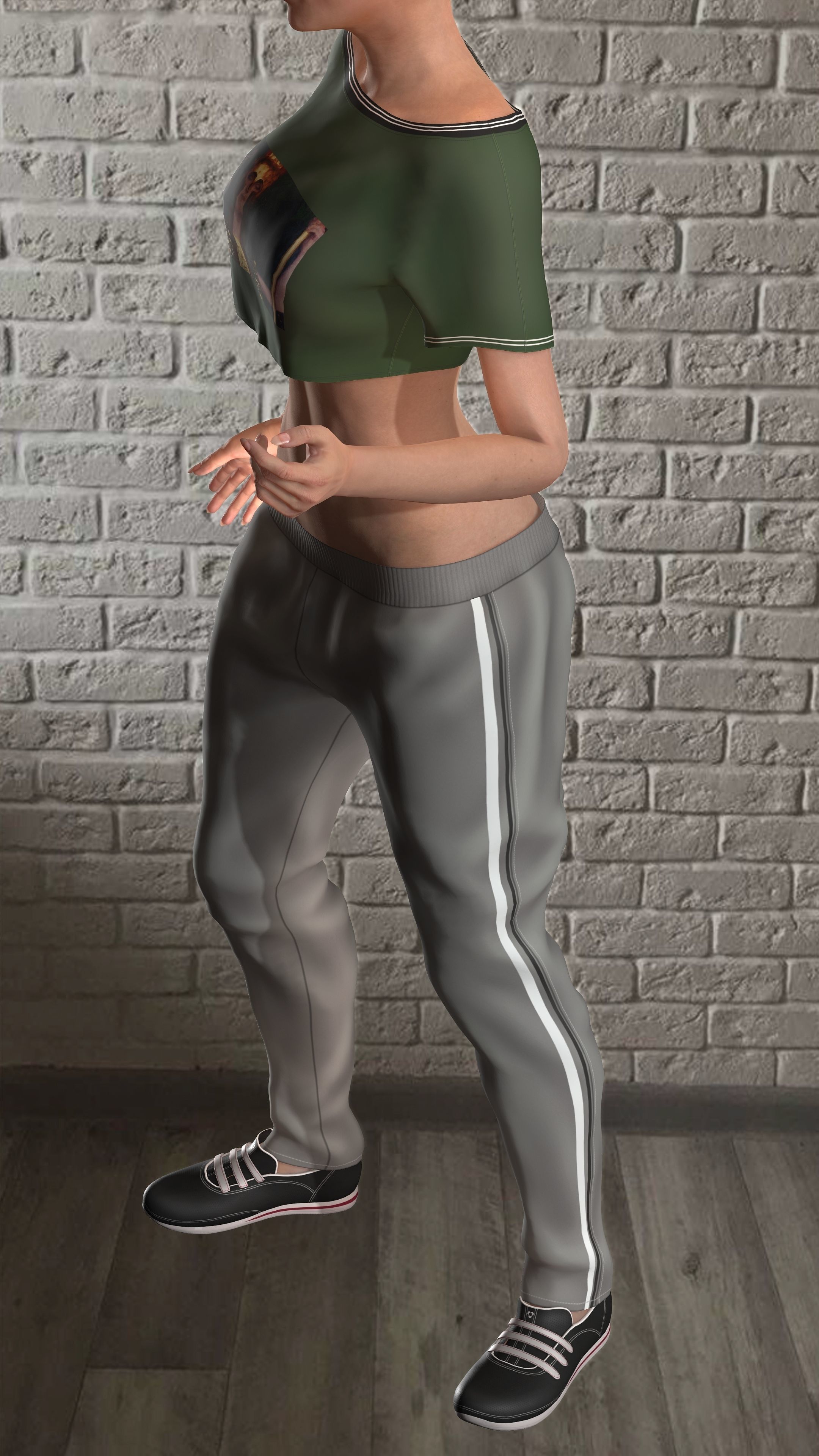 Sport girls outfit - 5 colors Low-poly 3D model_46