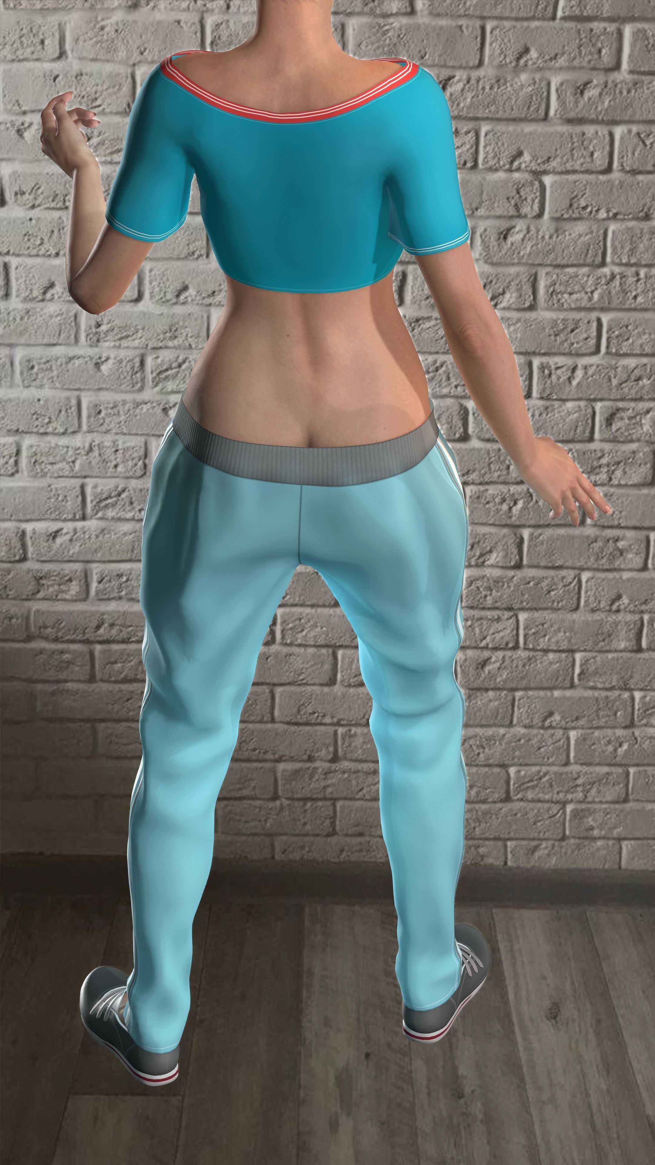 Sport girls outfit - 5 colors Low-poly 3D model_33