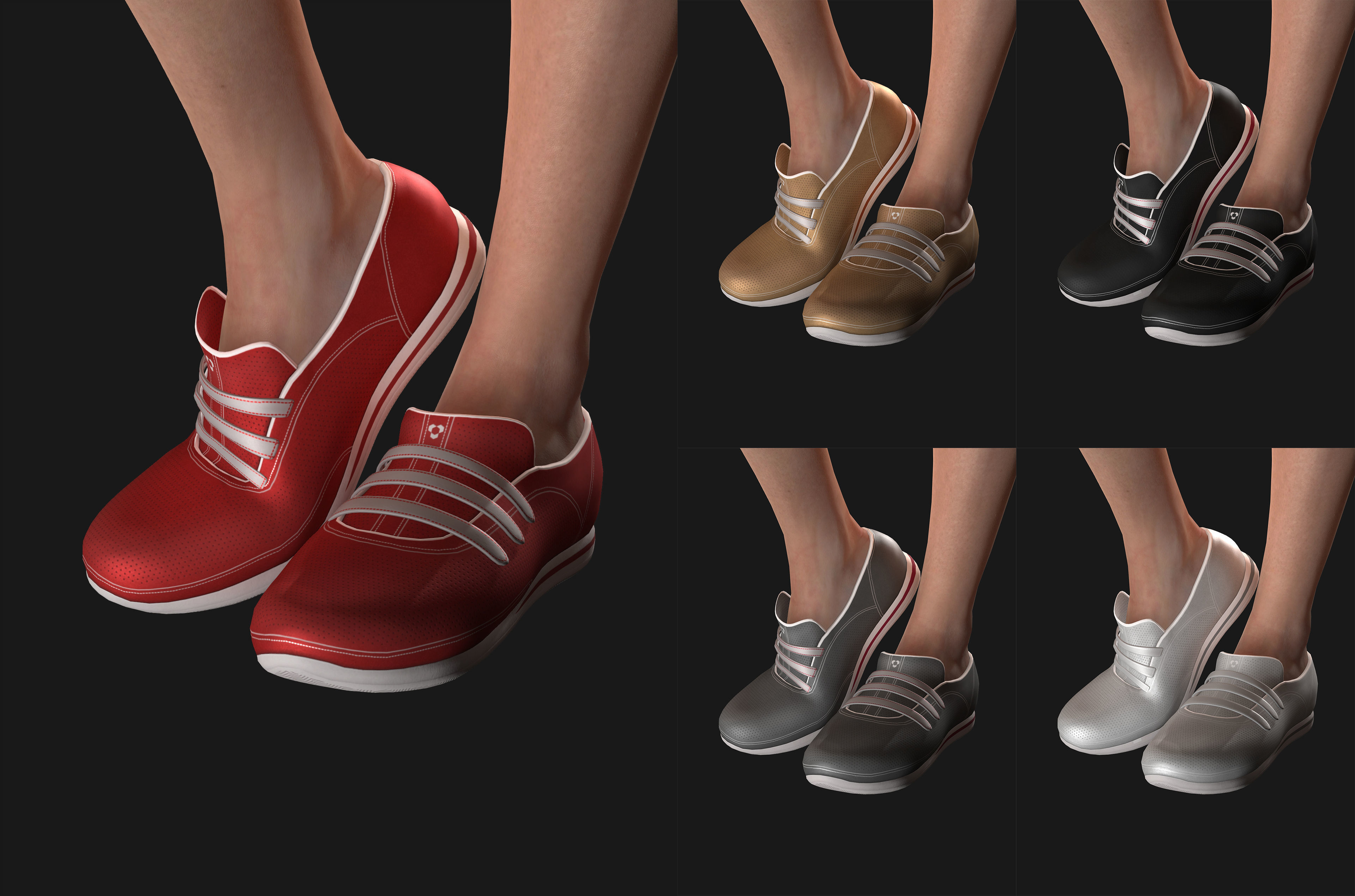 Sport girls outfit - 5 colors Low-poly 3D model_5