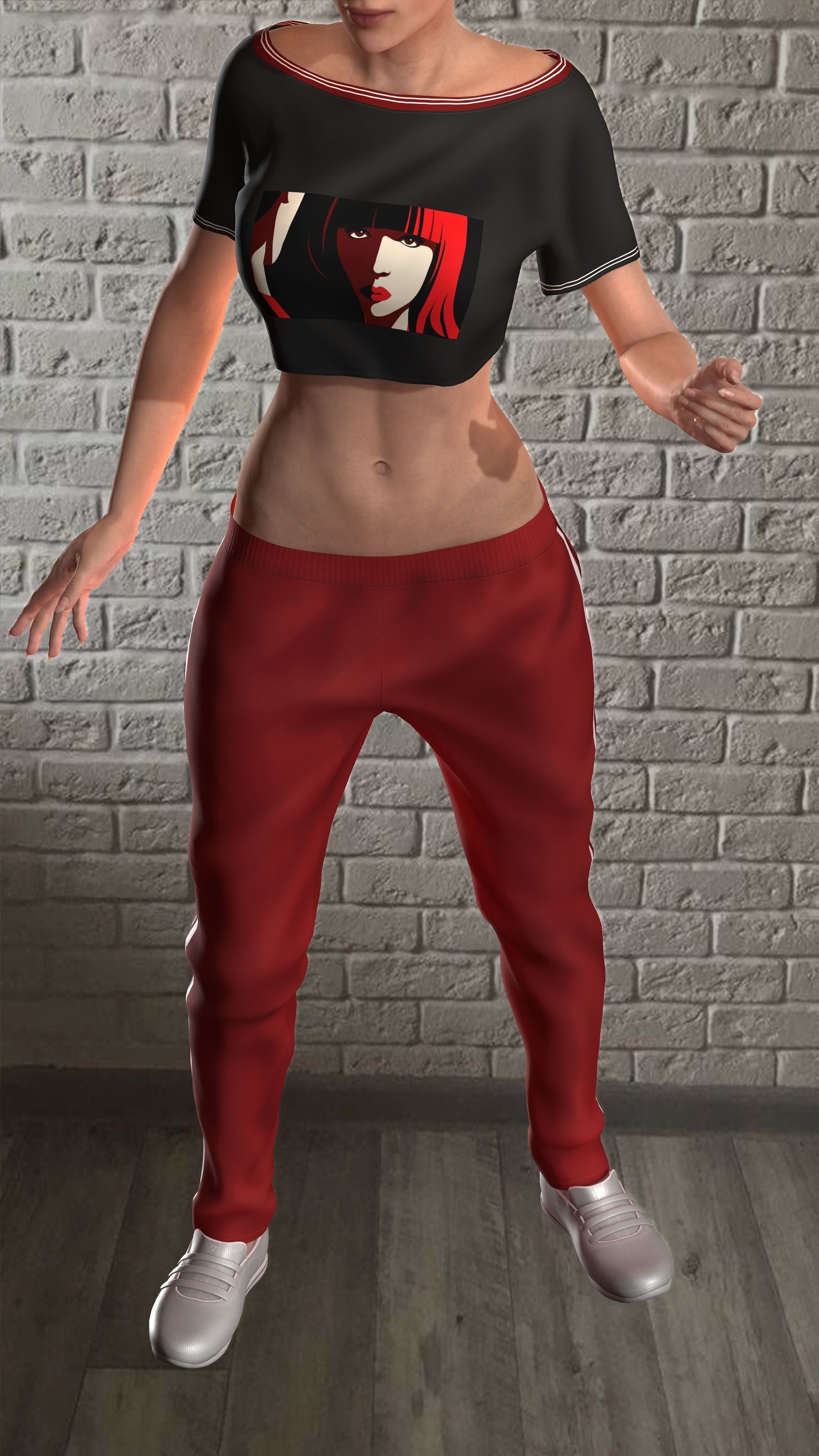 Sport girls outfit - 5 colors Low-poly 3D model_48