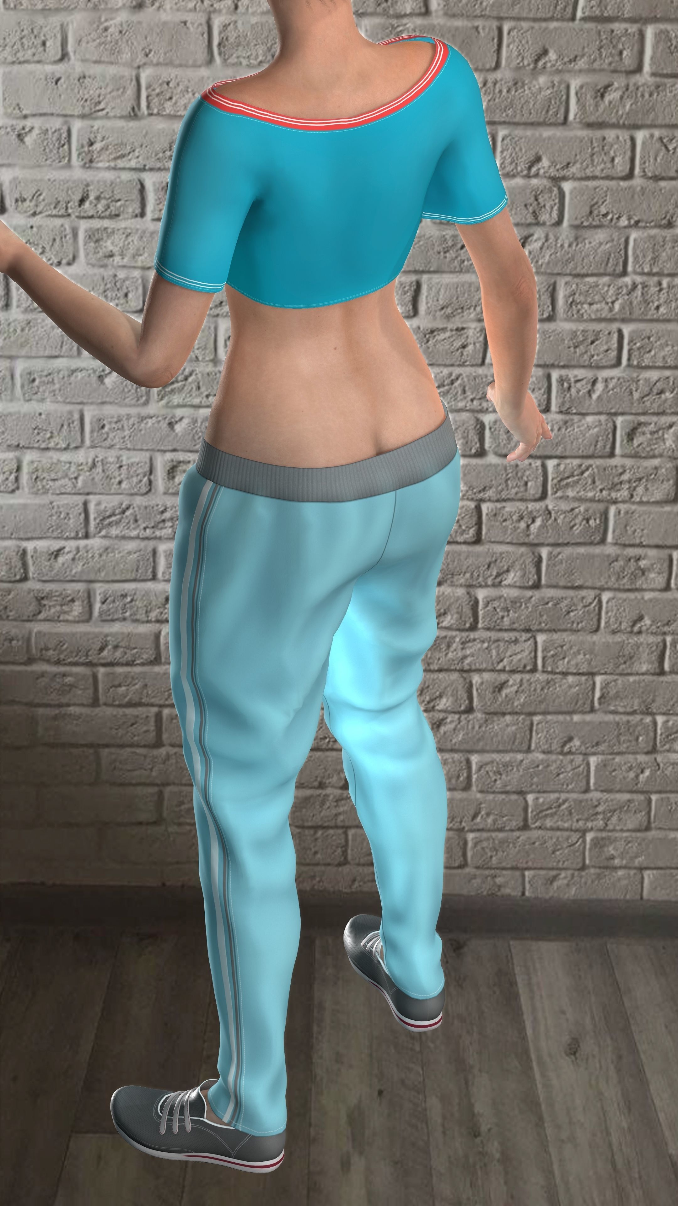 Sport girls outfit - 5 colors Low-poly 3D model_34