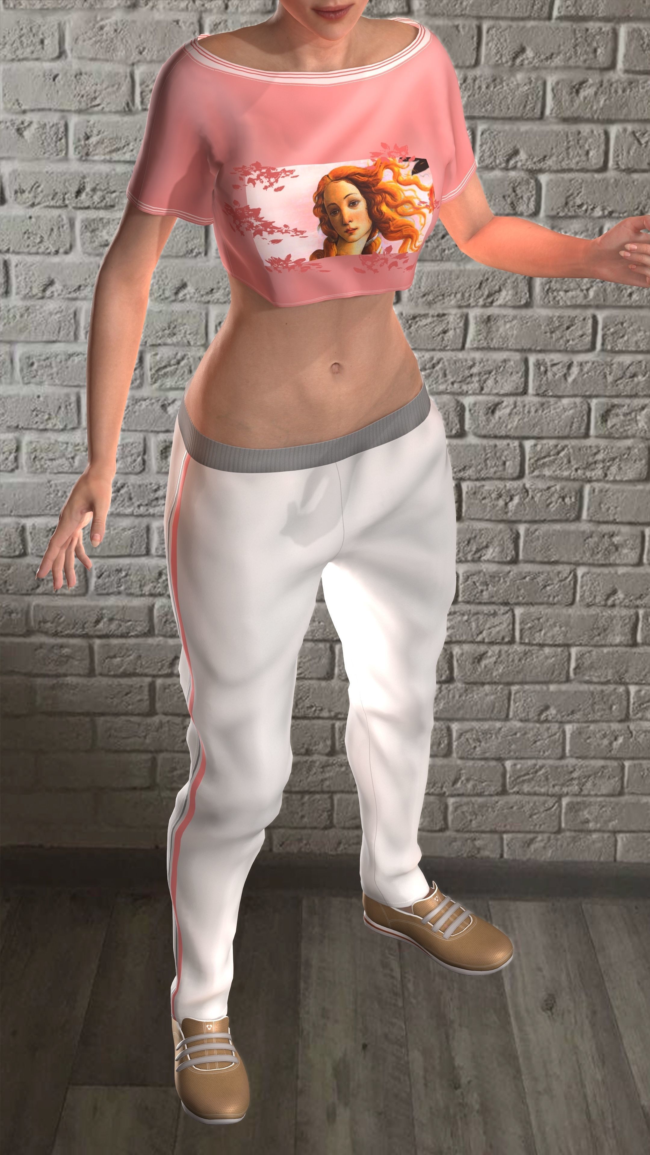 Sport girls outfit - 5 colors Low-poly 3D model_19