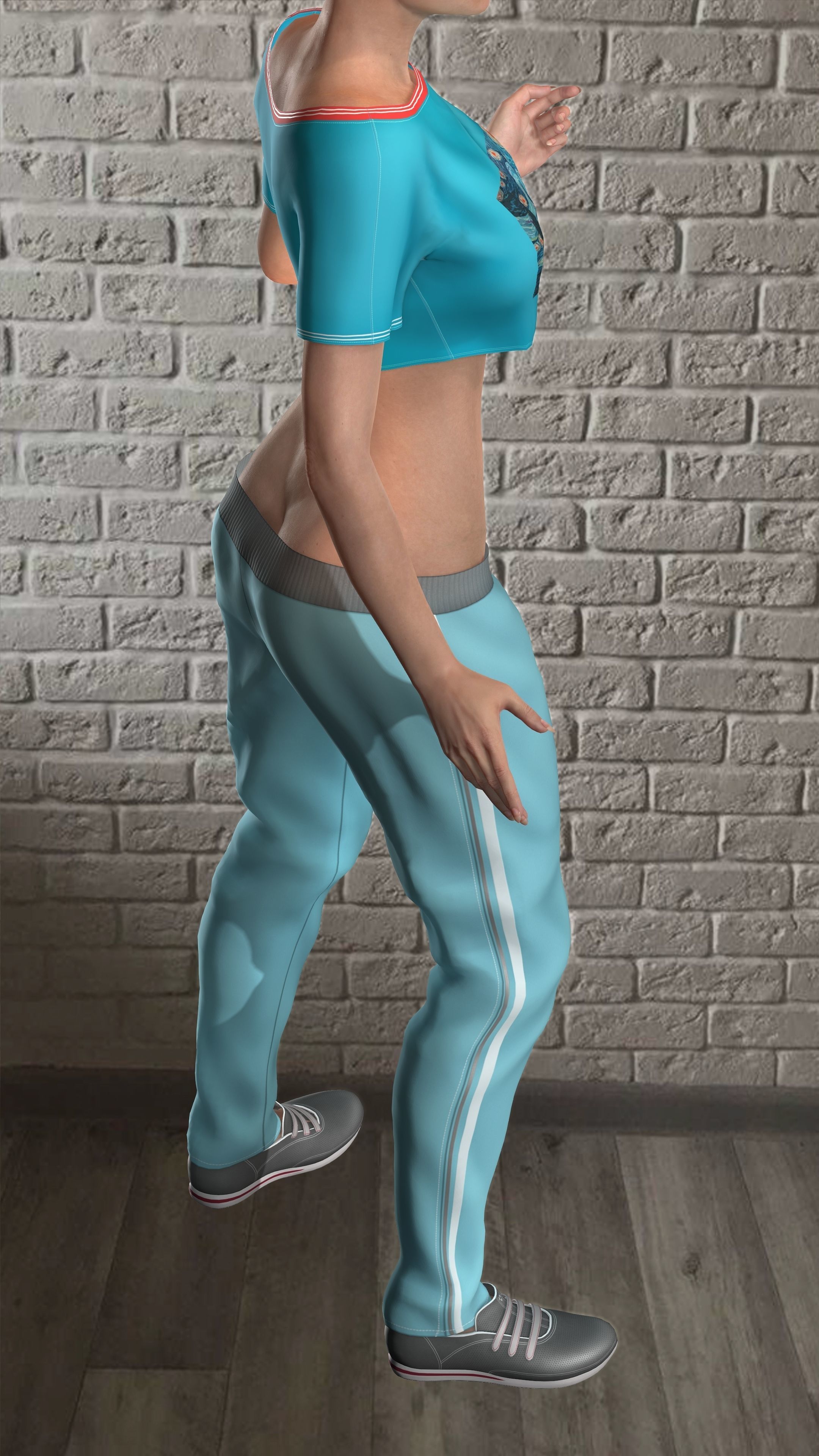 Sport girls outfit - 5 colors Low-poly 3D model_31