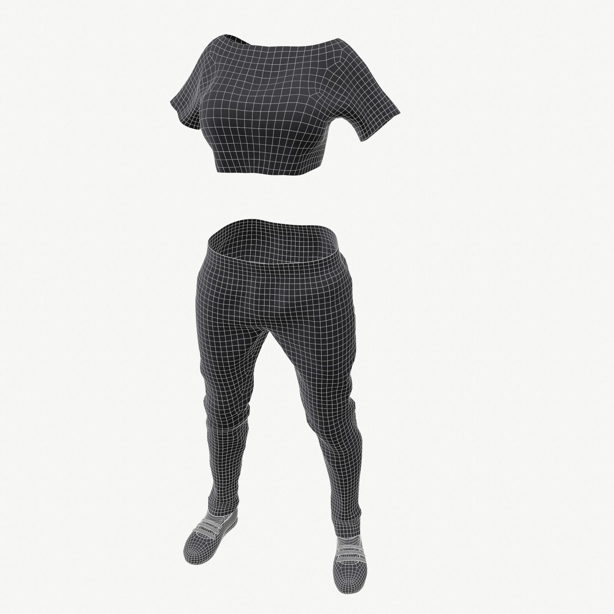 Sport girls outfit - 5 colors Low-poly 3D model_77