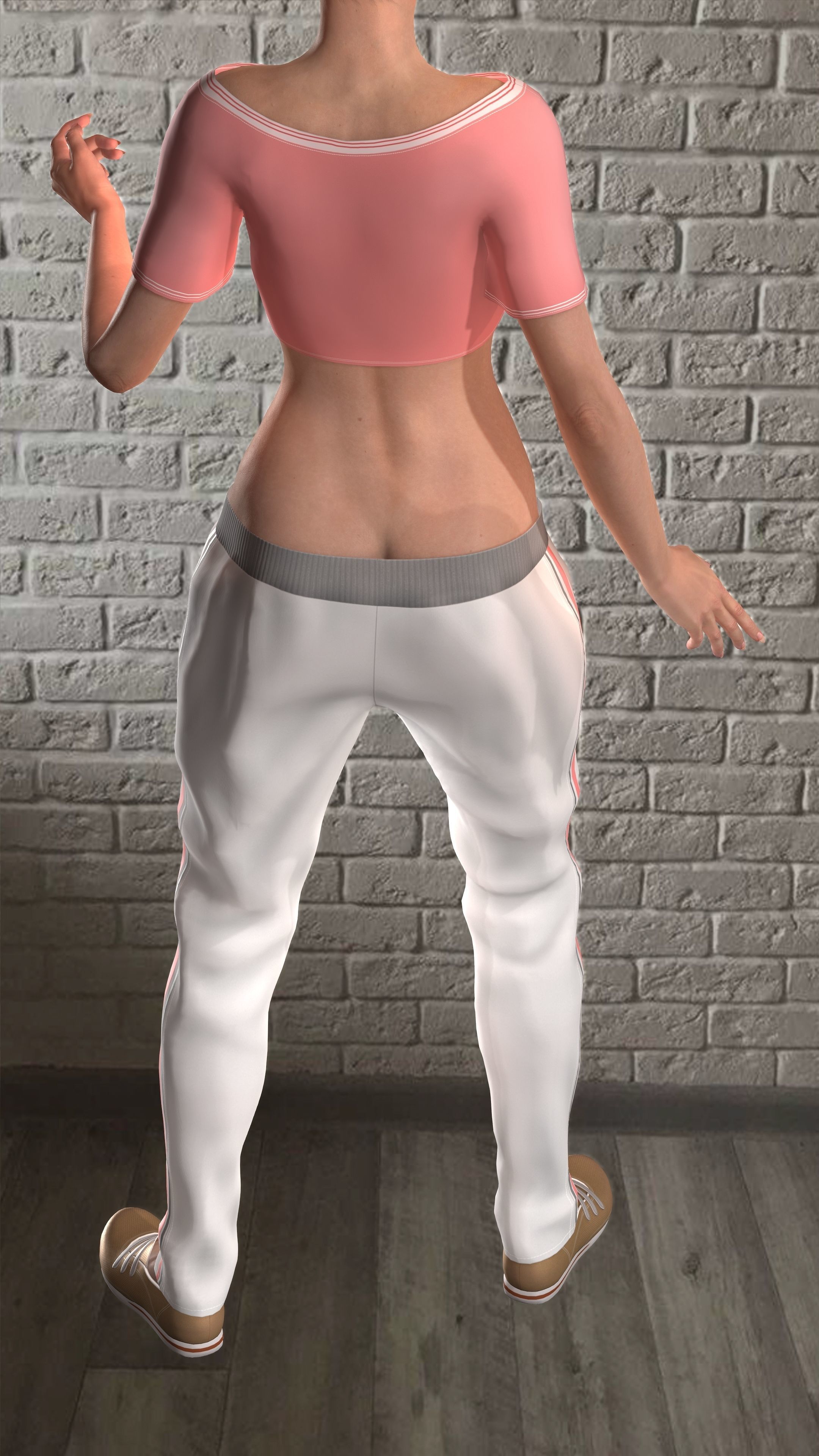 Sport girls outfit - 5 colors Low-poly 3D model_23