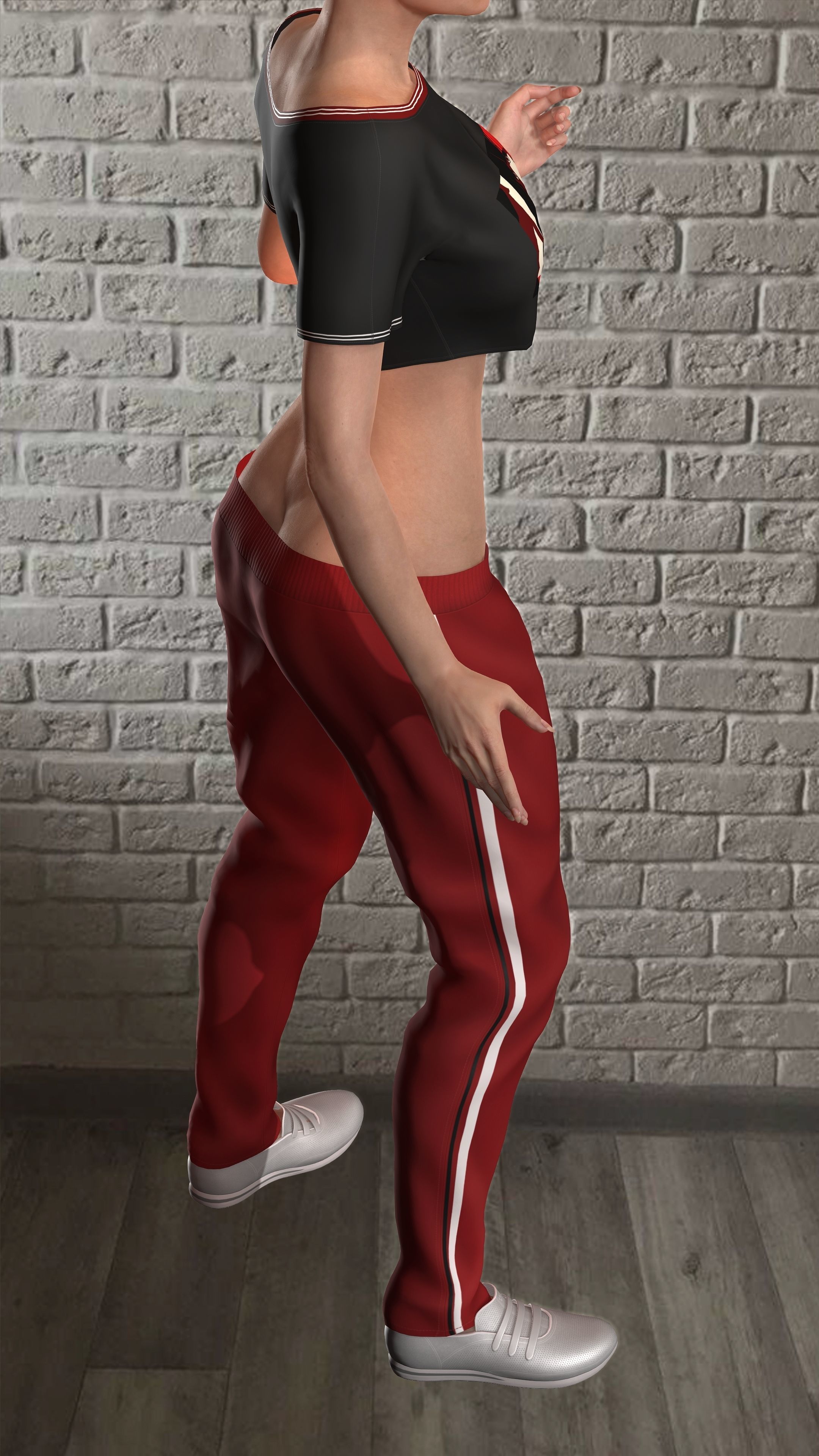 Sport girls outfit - 5 colors Low-poly 3D model_51