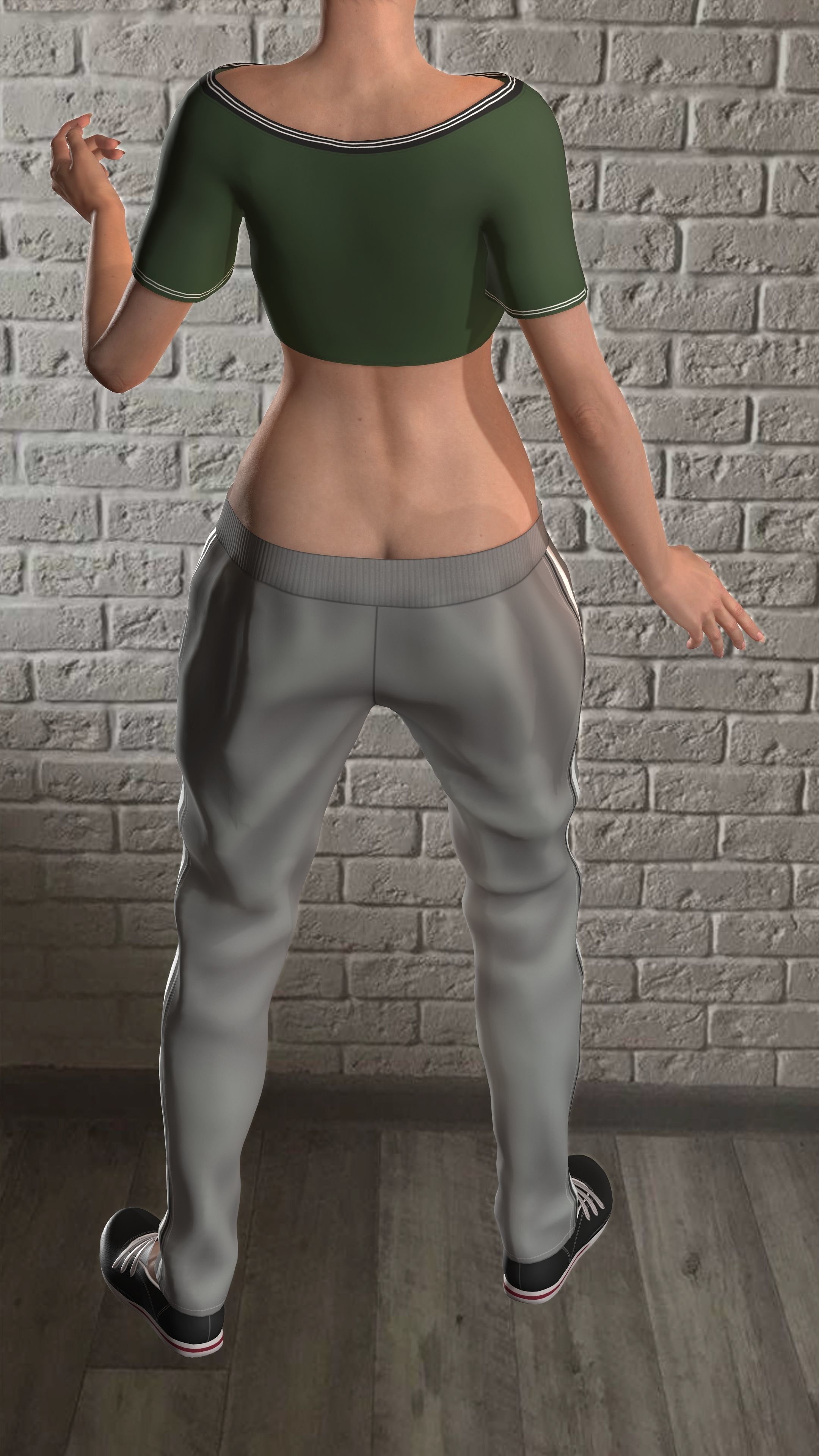 Sport girls outfit - 5 colors Low-poly 3D model_43