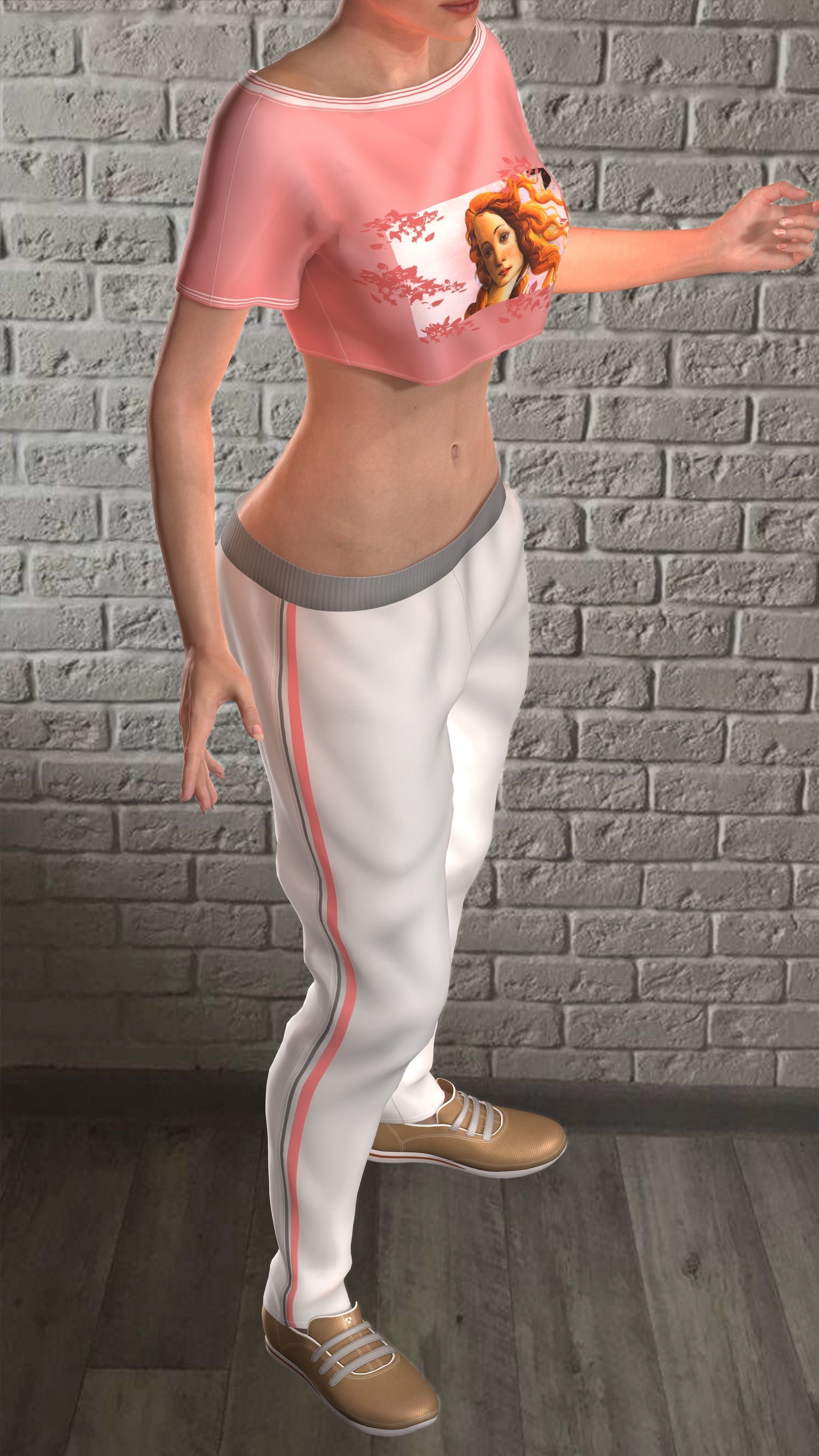 Sport girls outfit - 5 colors Low-poly 3D model_20