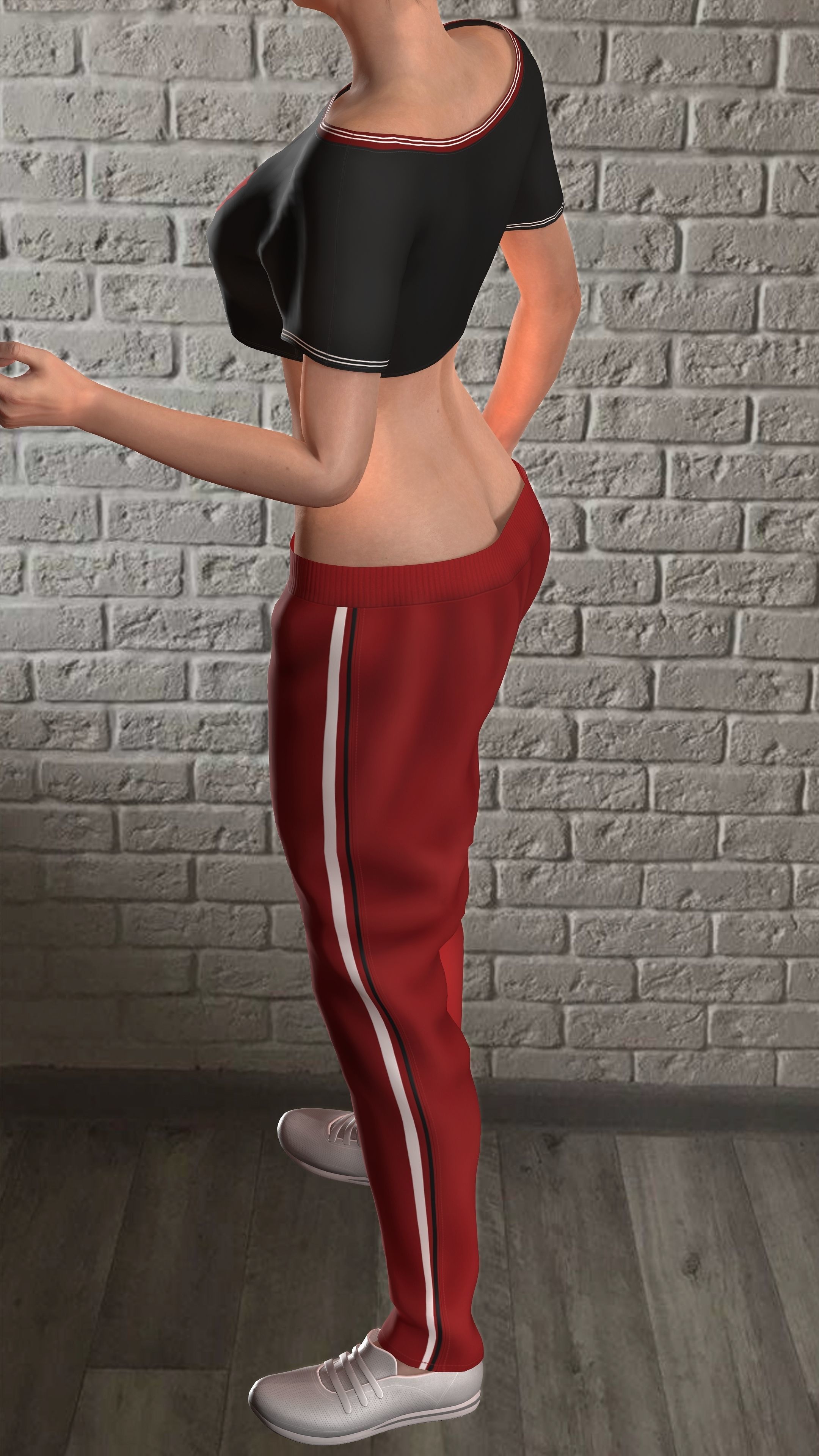 Sport girls outfit - 5 colors Low-poly 3D model_55