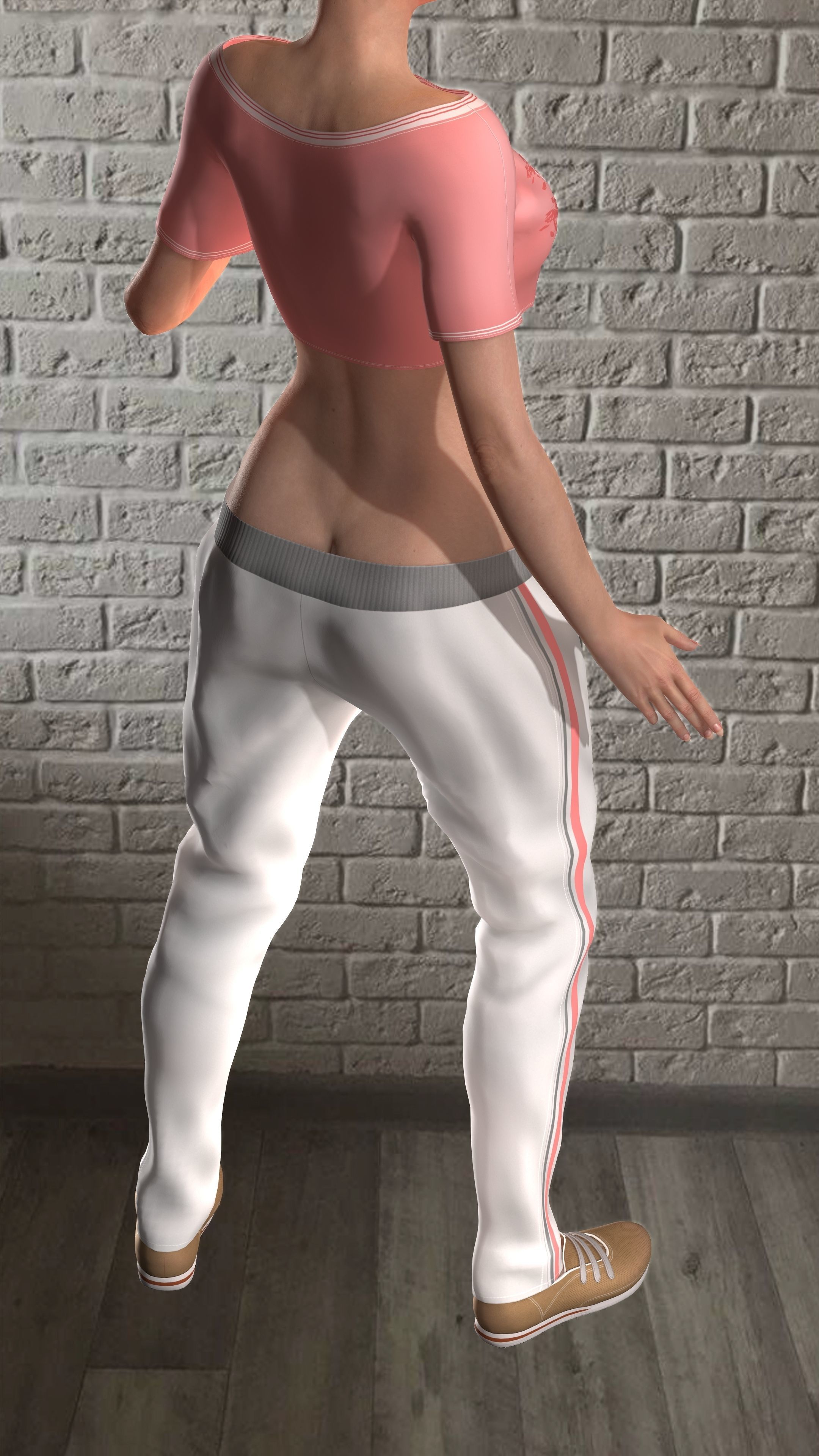 Sport girls outfit - 5 colors Low-poly 3D model_22