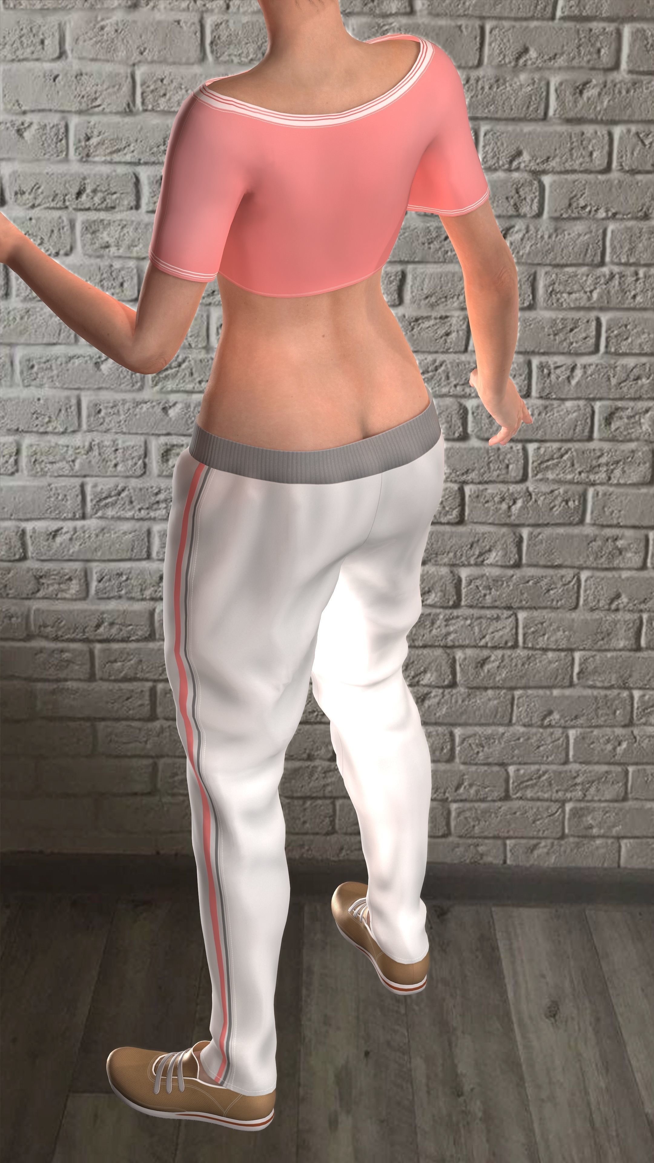 Sport girls outfit - 5 colors Low-poly 3D model_24