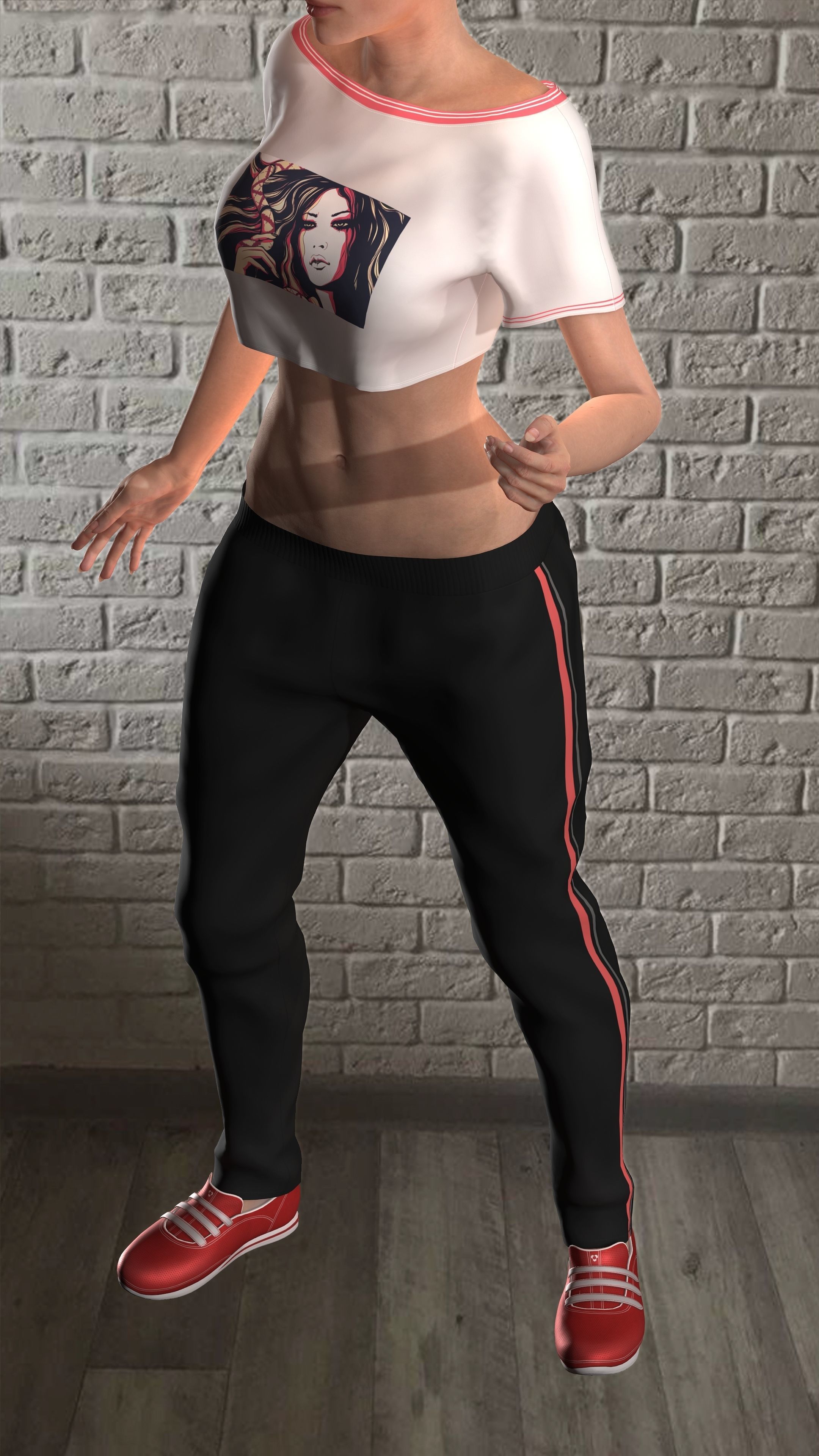 Sport girls outfit - 5 colors Low-poly 3D model_17