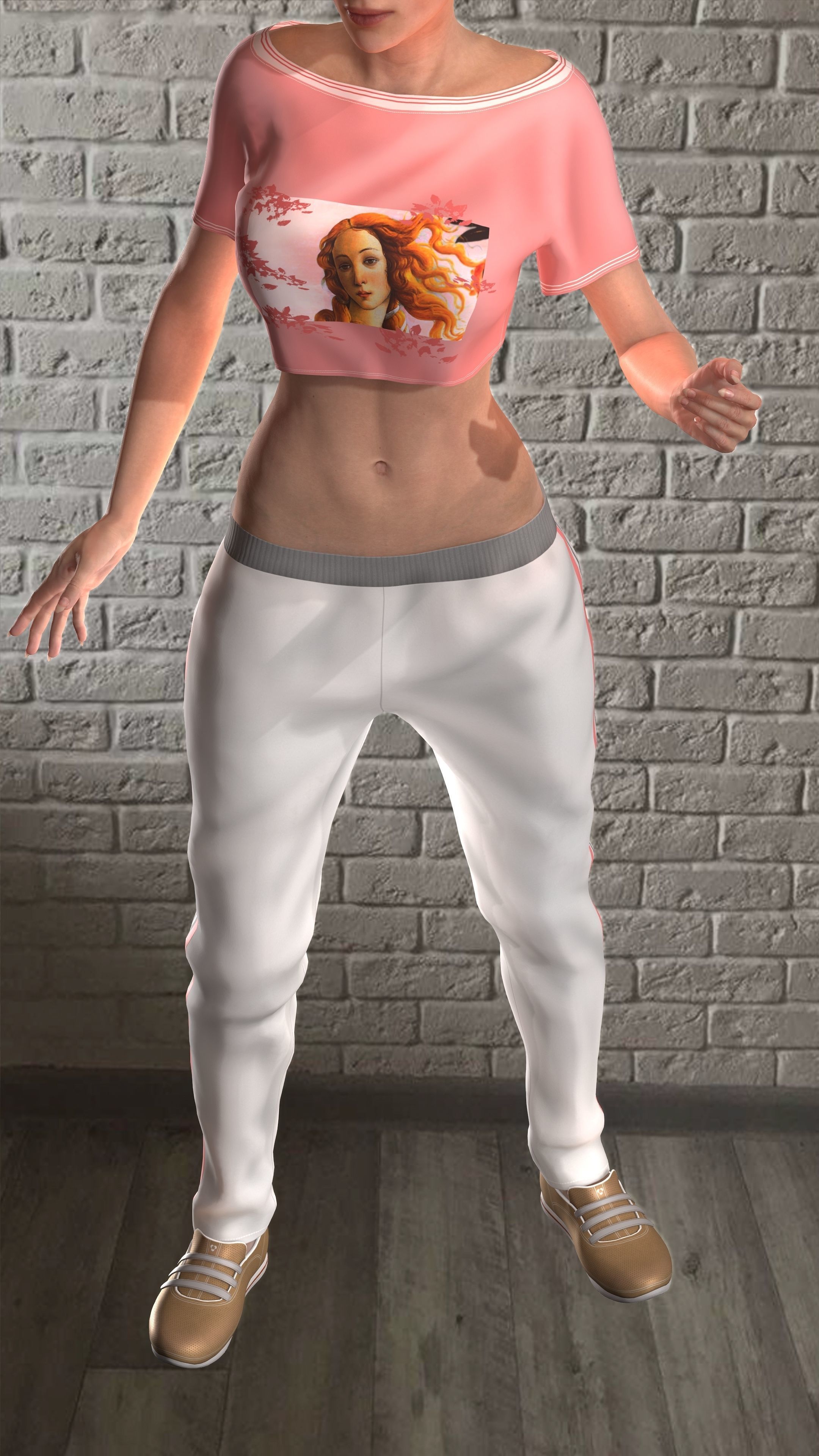 Sport girls outfit - 5 colors Low-poly 3D model_18
