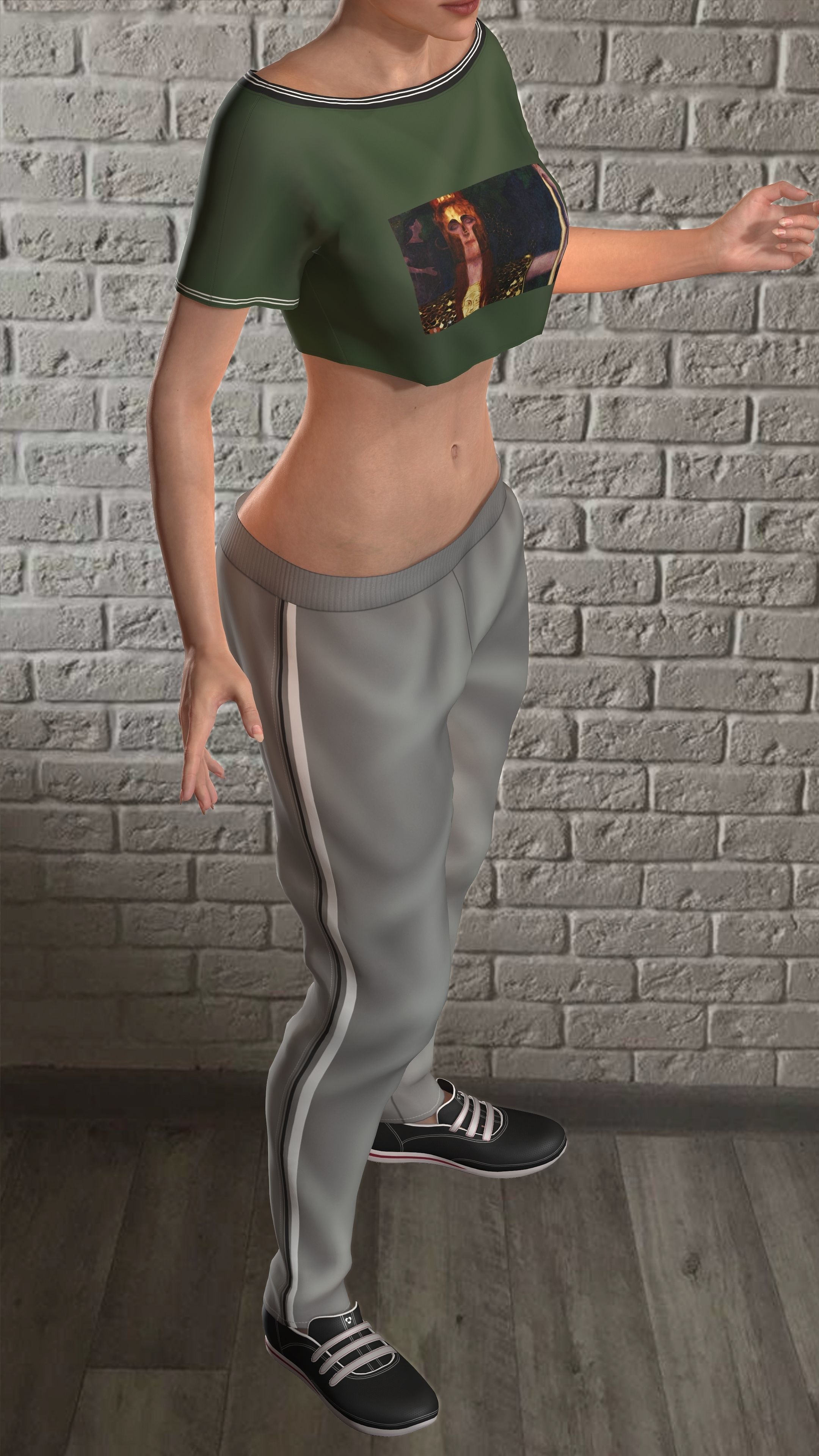 Sport girls outfit - 5 colors Low-poly 3D model_40